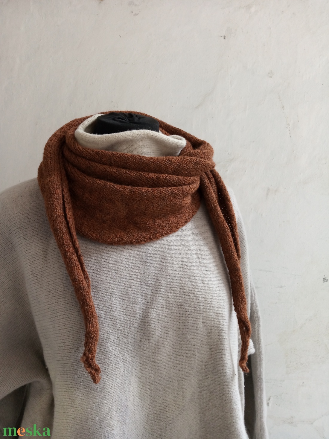 Puha kötött rozsdaszín kendő II. - ruha & divat - sál, sapka, kendő - vállkendő - Meska.hu