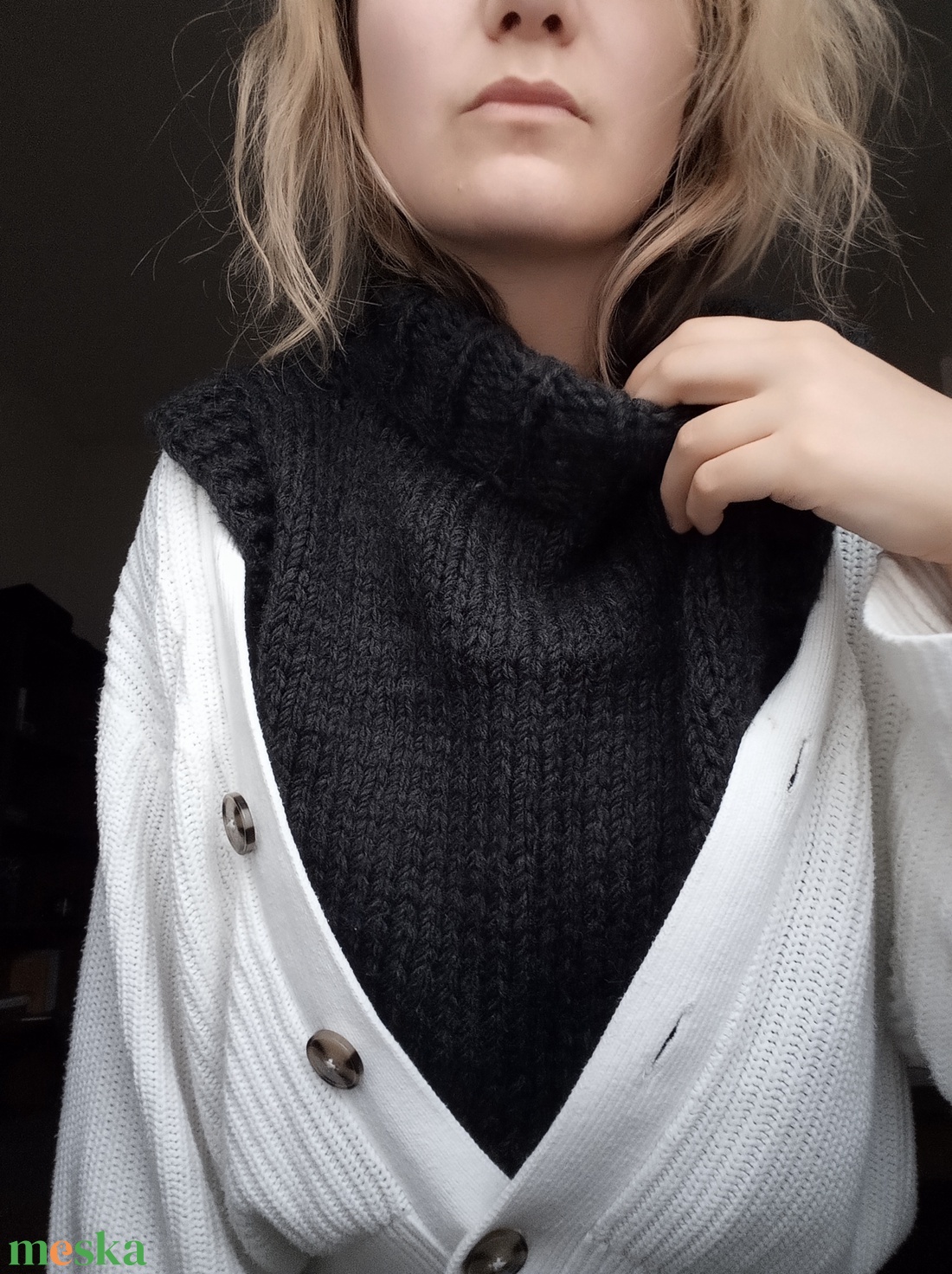 Kötött puha szürke gallér - ruha & divat - sál, sapka, kendő - sál - Meska.hu Kötött puha szürke gallér - ruha & divat - sál, sapka, kendő - sál - Meska.hu