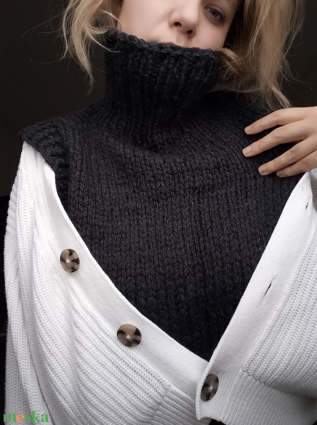 Kötött puha szürke gallér - ruha & divat - sál, sapka, kendő - sál - Meska.hu Kötött puha szürke gallér - ruha & divat - sál, sapka, kendő - sál - Meska.hu