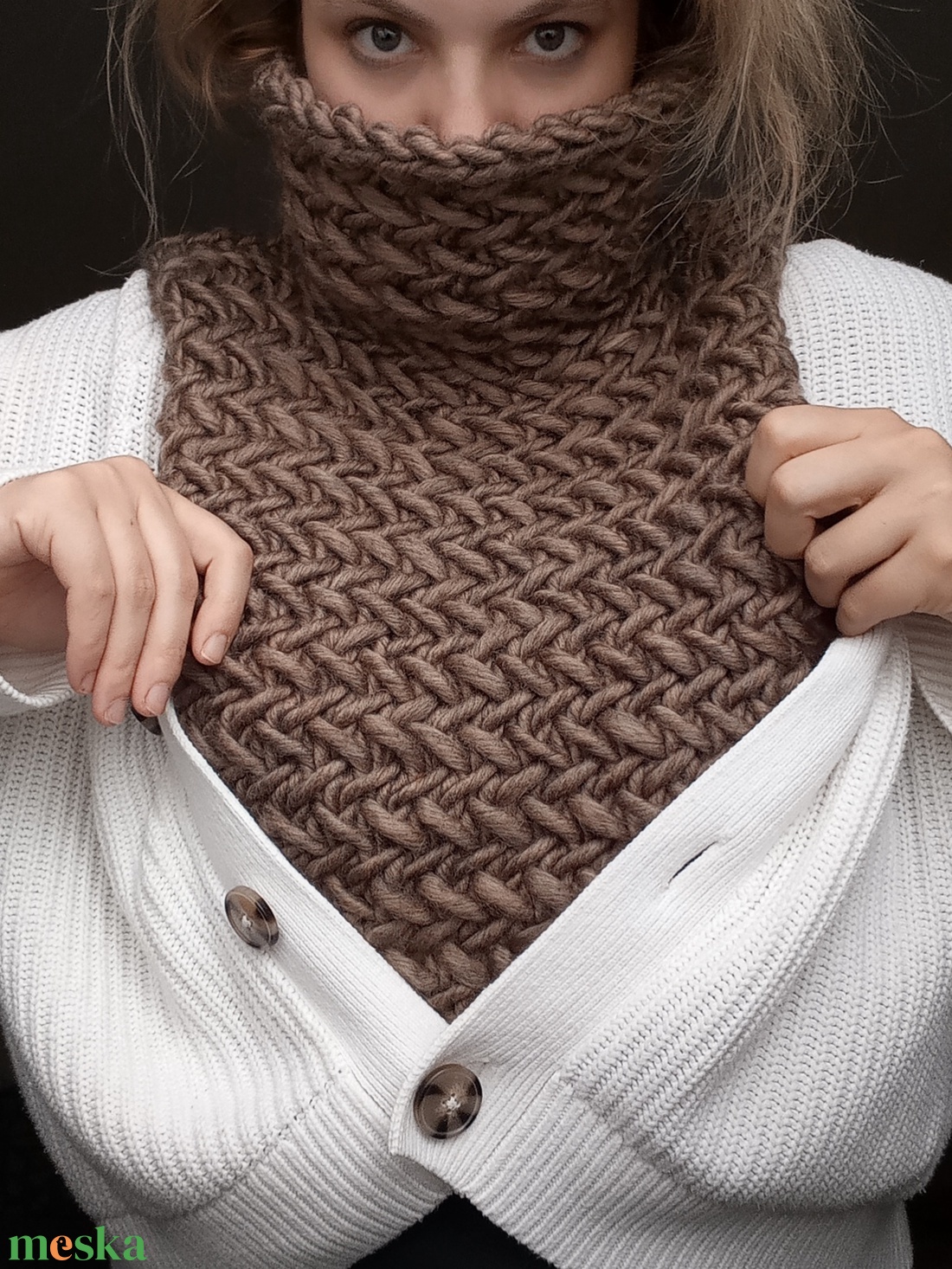 Extra vastag kötött gallér - ruha & divat - sál, sapka, kendő - sál - Meska.hu