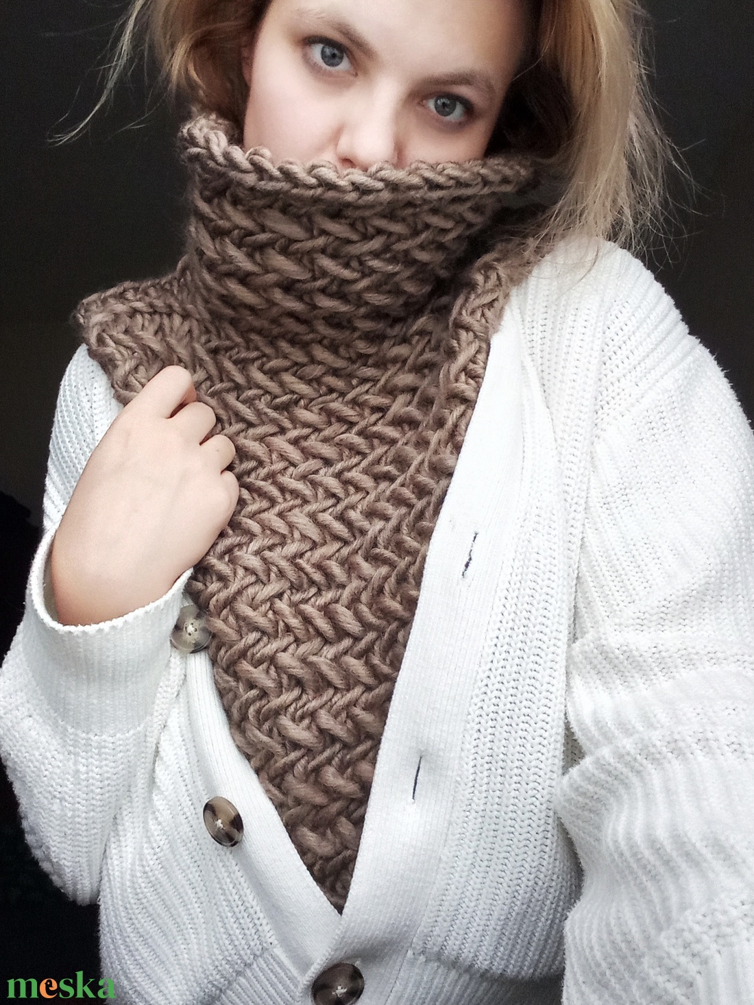Extra vastag kötött gallér - ruha & divat - sál, sapka, kendő - sál - Meska.hu
