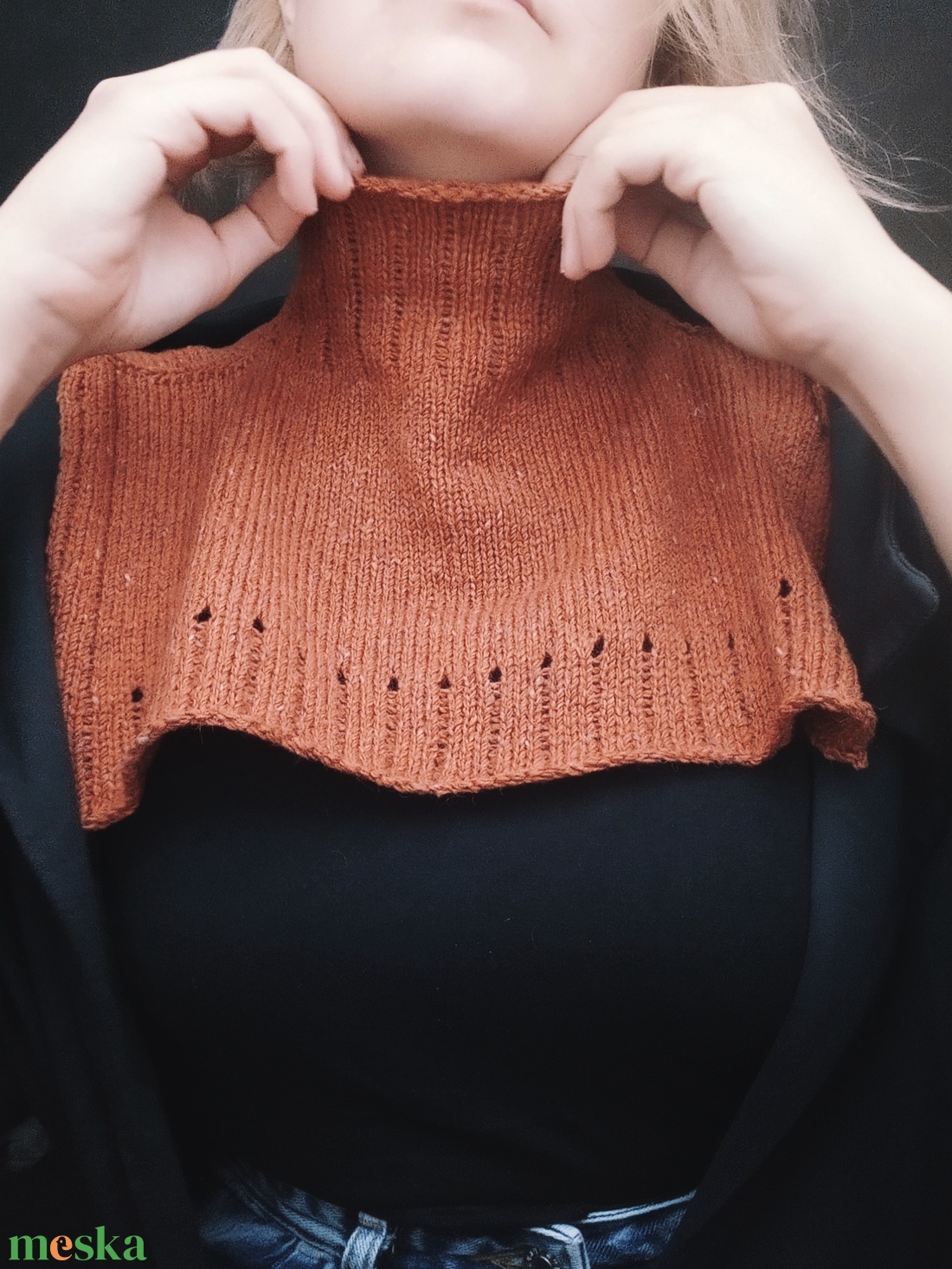 Kötött Tweedgallér / Róka - ruha & divat - sál, sapka, kendő - sál - Meska.hu