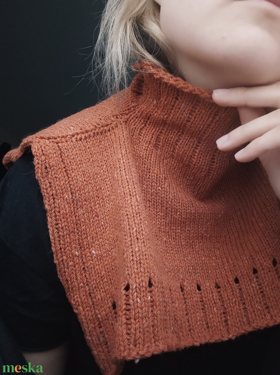 Kötött Tweedgallér / Róka - ruha & divat - sál, sapka, kendő - sál - Meska.hu