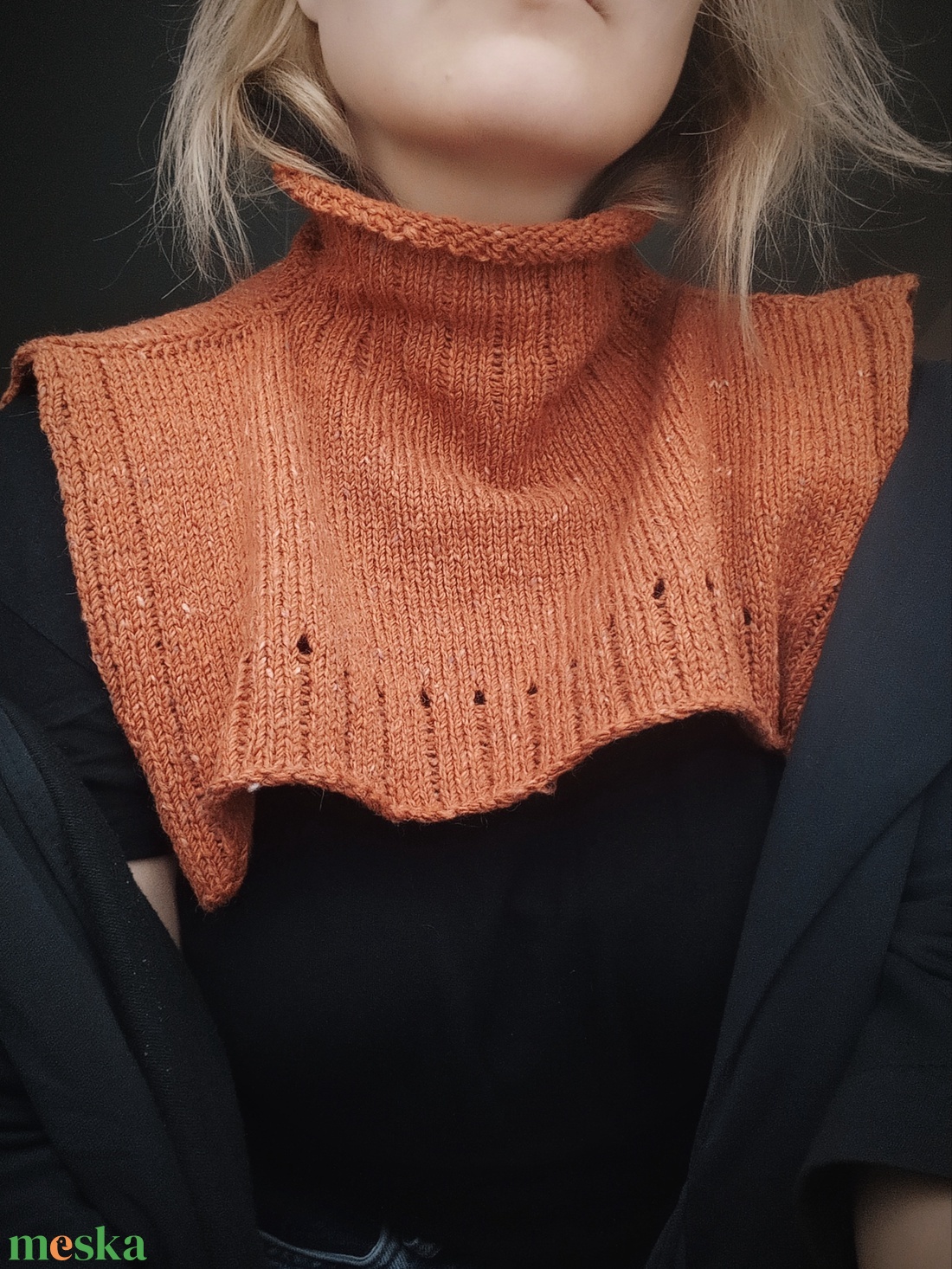 Kötött Tweedgallér / Róka - ruha & divat - sál, sapka, kendő - sál - Meska.hu