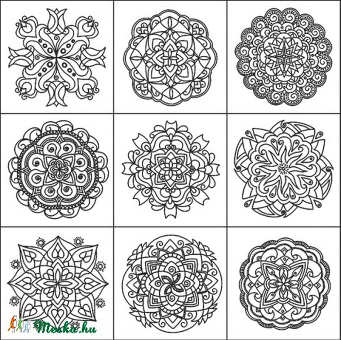 Mandala kert - nyomtatható színező - - Meska.hu Mandala kert - nyomtatható színező - - Meska.hu