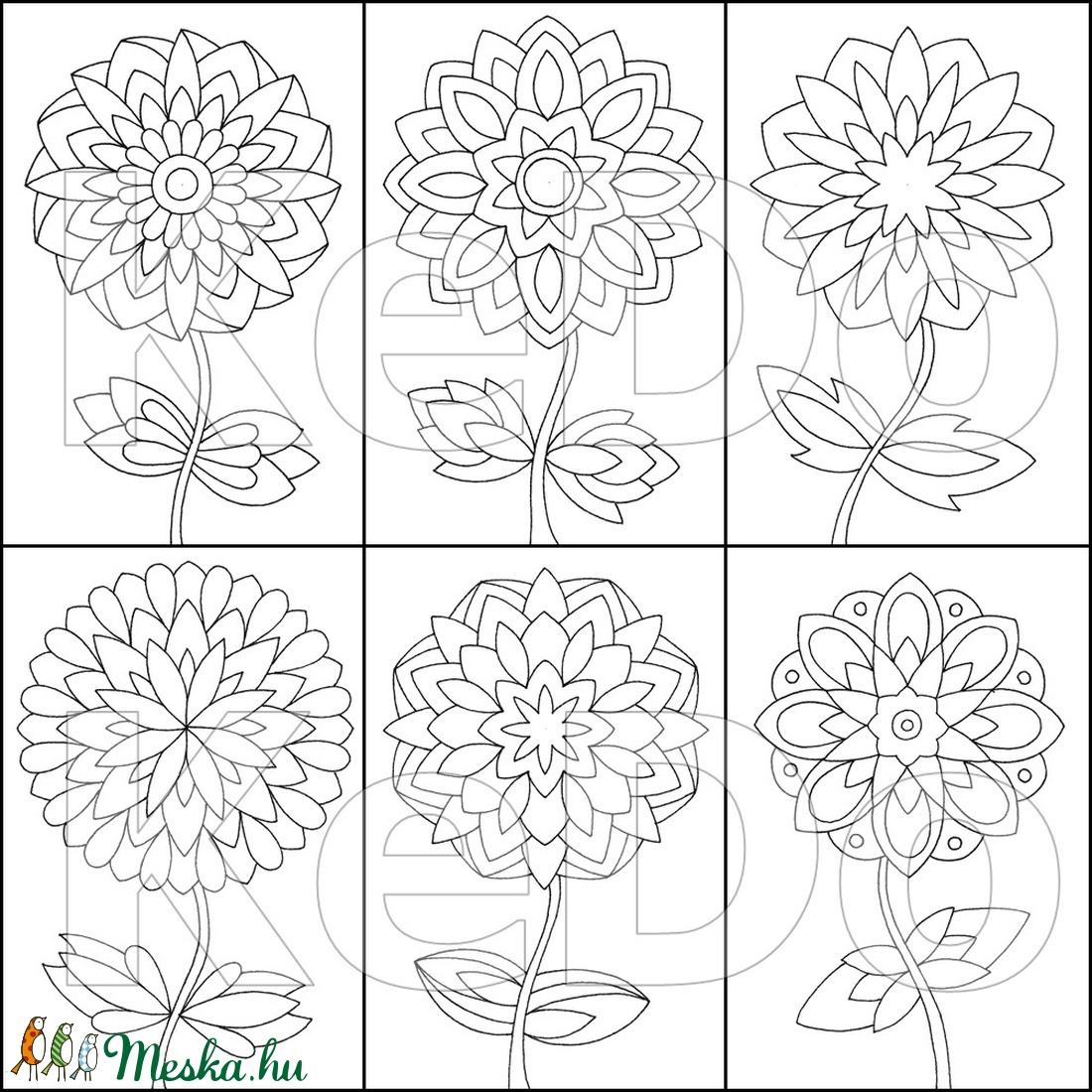 Virágos sablon lapok - művészet - grafika & illusztráció - Meska.hu