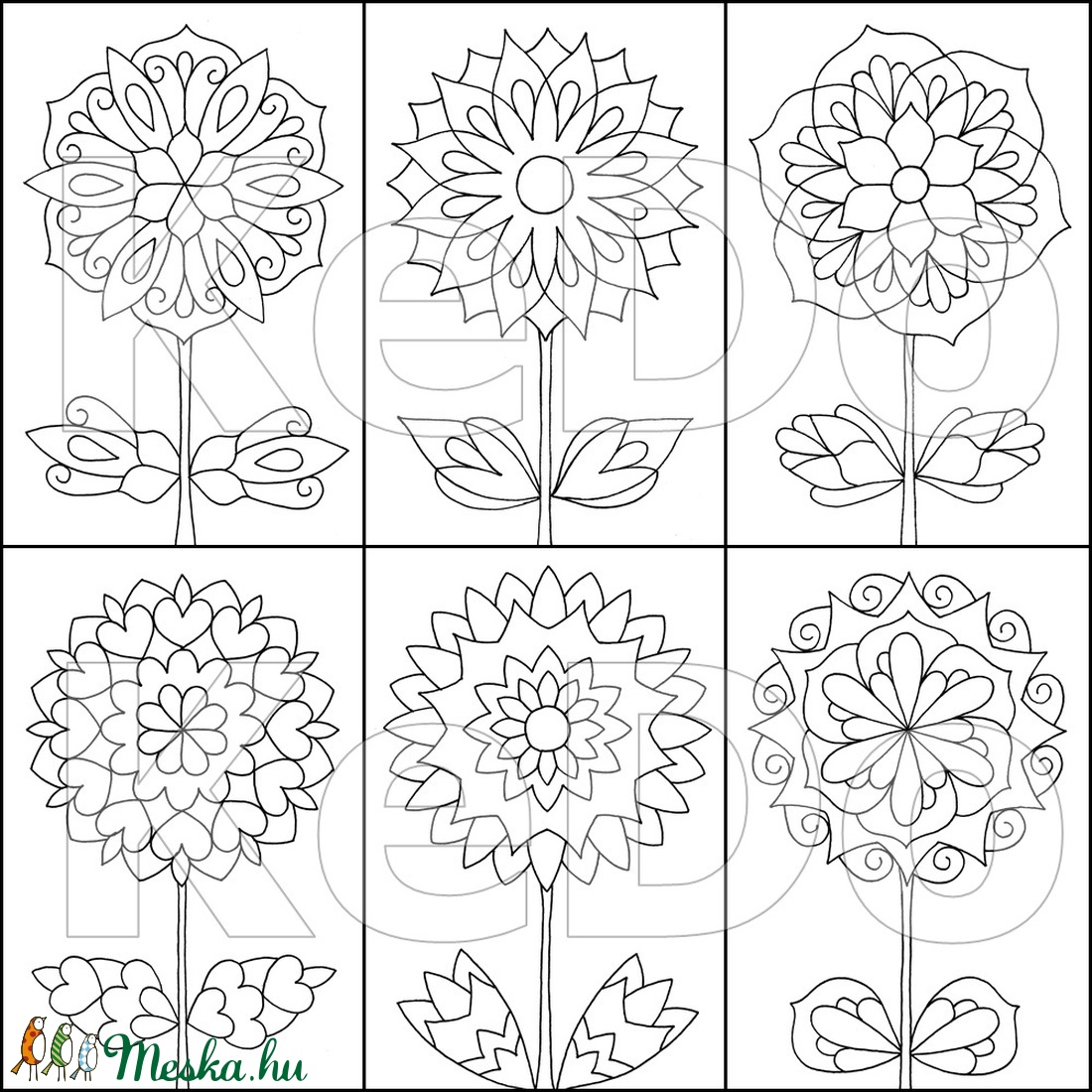 Virágos sablon lapok - művészet - grafika & illusztráció - Meska.hu