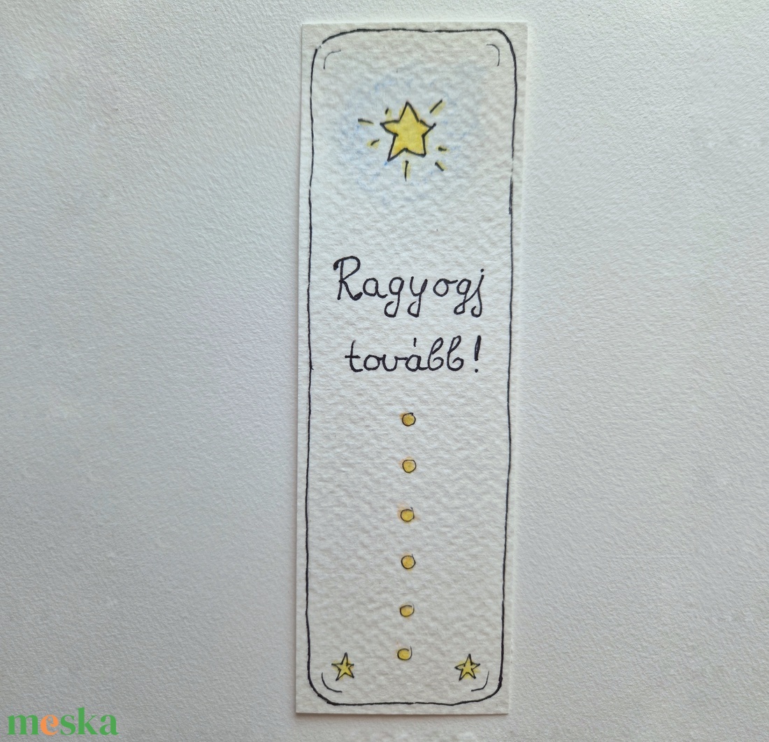 Akvarell könyvjelző - Ragyogj tovább felirattal, csillag motívumokkal - könyv & zene - könyvjelző - Meska.hu