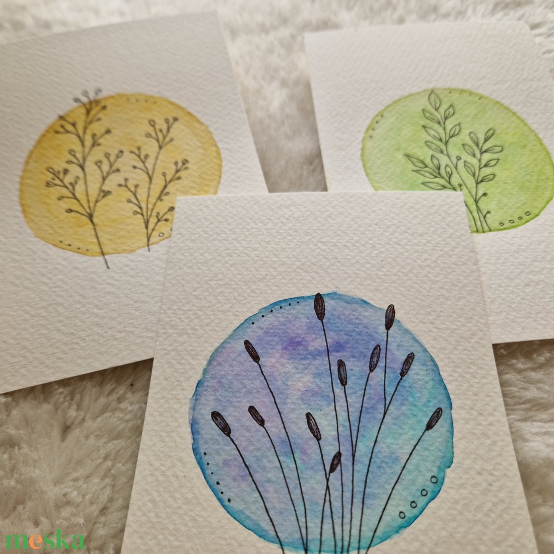 Finom harmónia � akvarell növényes kép szett - otthon & életmód - dekoráció - kép & falikép - több részes kép - Meska.hu