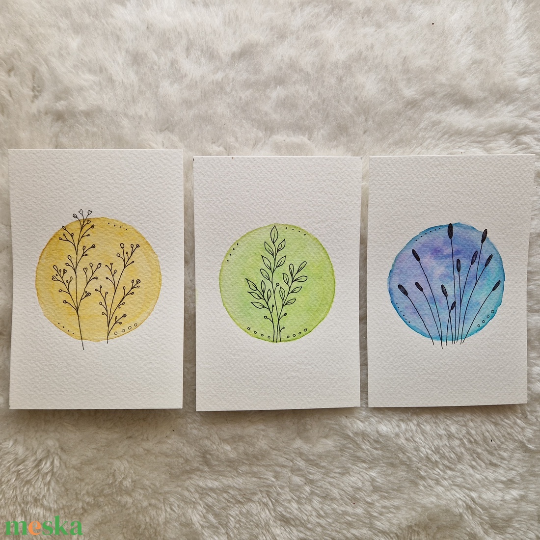 Finom harmónia � akvarell növényes kép szett - otthon & életmód - dekoráció - kép & falikép - több részes kép - Meska.hu