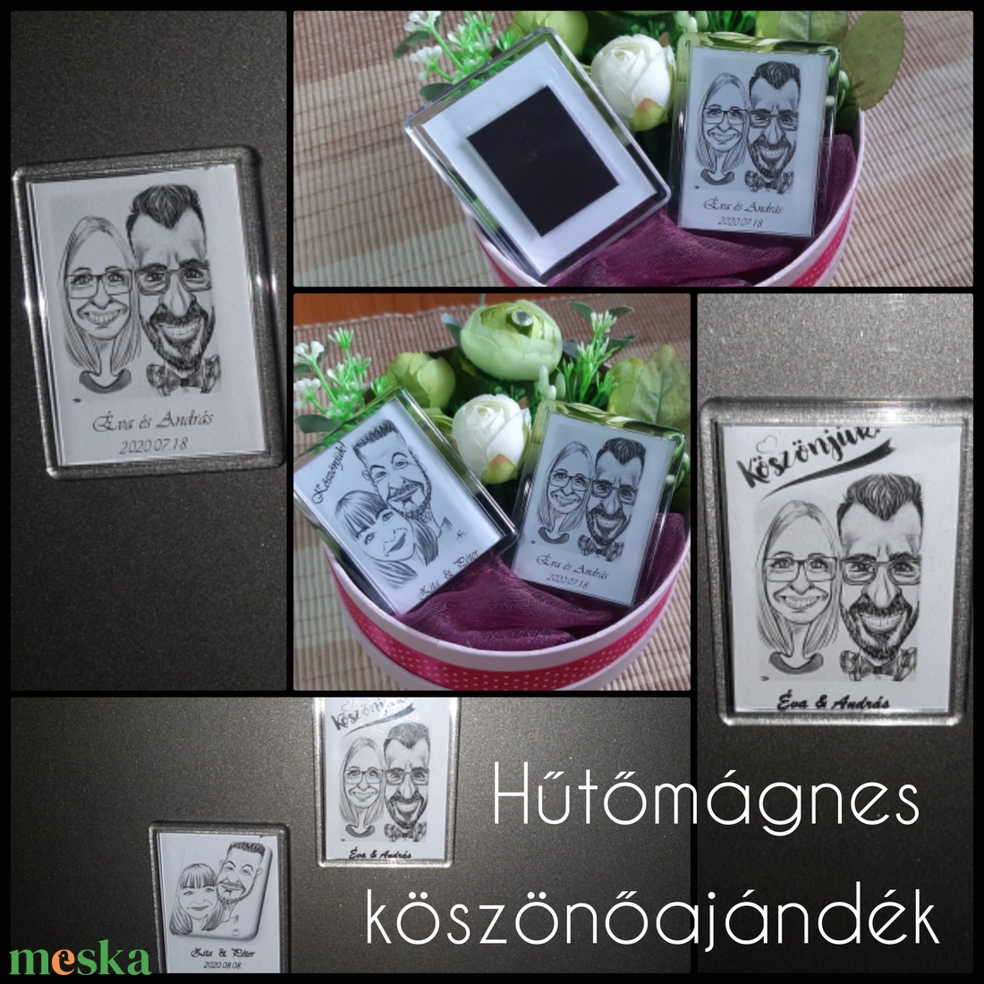 Karikatúra hűtőmágnes esküvői köszönőajándék - esküvő - emlék & ajándék - köszönőajándék - Meska.hu Karikatúra hűtőmágnes esküvői köszönőajándék - esküvő - emlék & ajándék - köszönőajándék - Meska.hu