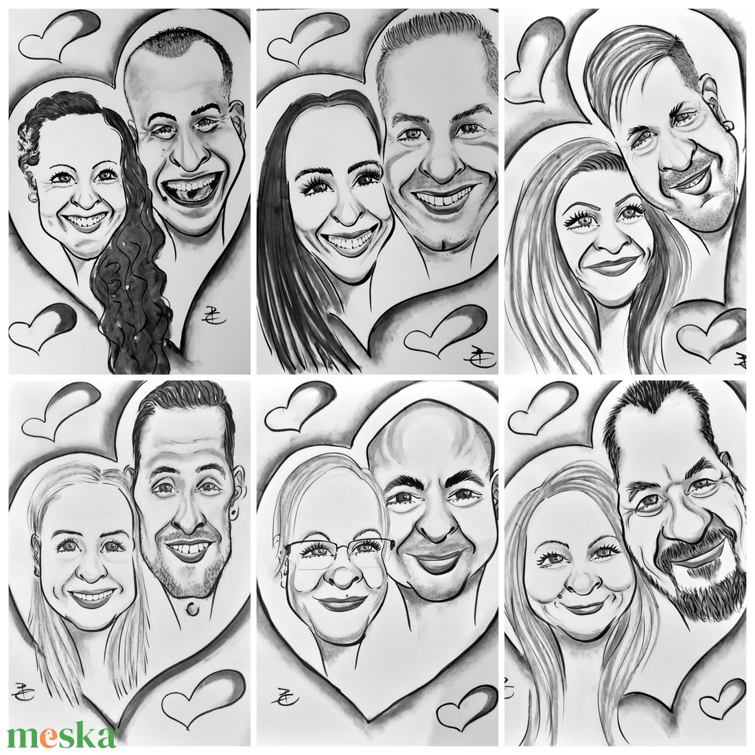 Szívecskés páros karikatúra ajándékba - művészet - portré & karikatúra - karikatúra - Meska.hu Szívecskés páros karikatúra ajándékba - művészet - portré & karikatúra - karikatúra - Meska.hu