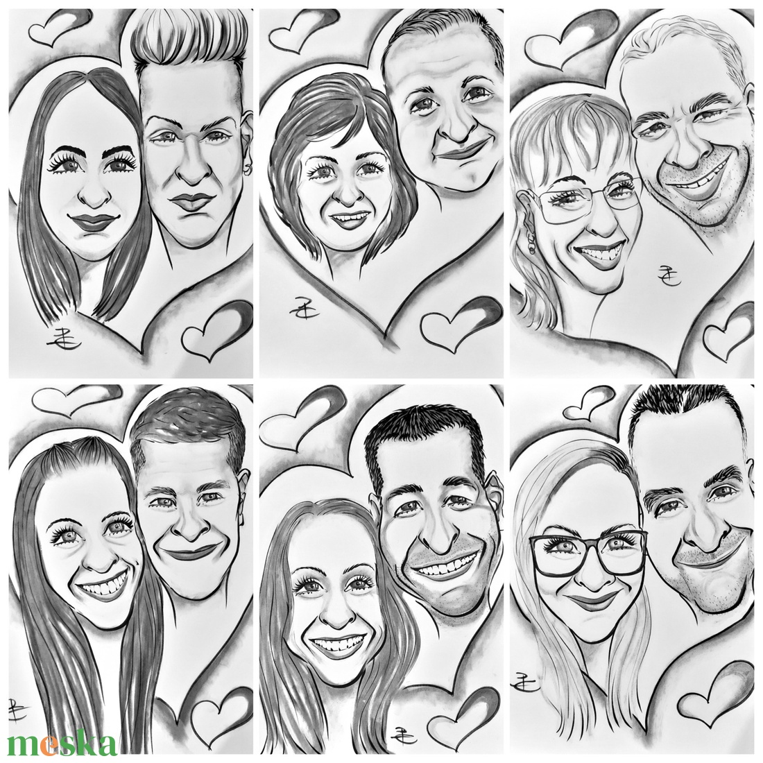 Szívecskés páros karikatúra ajándékba - művészet - portré & karikatúra - karikatúra - Meska.hu Szívecskés páros karikatúra ajándékba - művészet - portré & karikatúra - karikatúra - Meska.hu