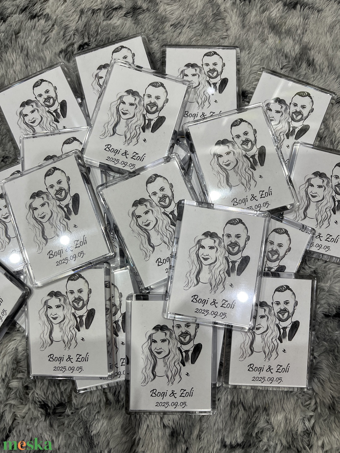 Karikatúra hűtőmágnes esküvői köszönőajándék - esküvő - emlék & ajándék - köszönőajándék - Meska.hu
