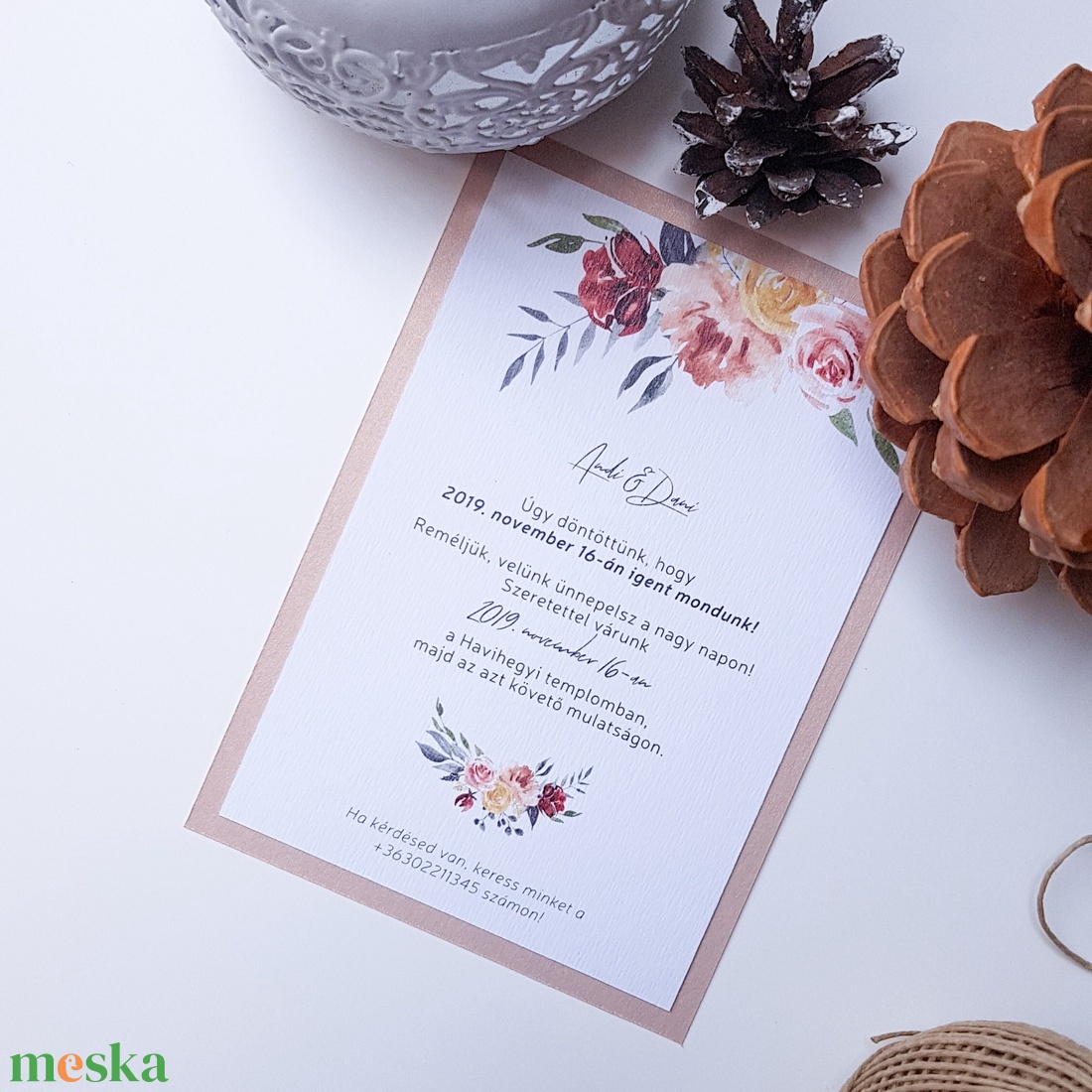 Esküvői meghívó  púder - esküvő - meghívó & kártya - meghívó - Meska.hu