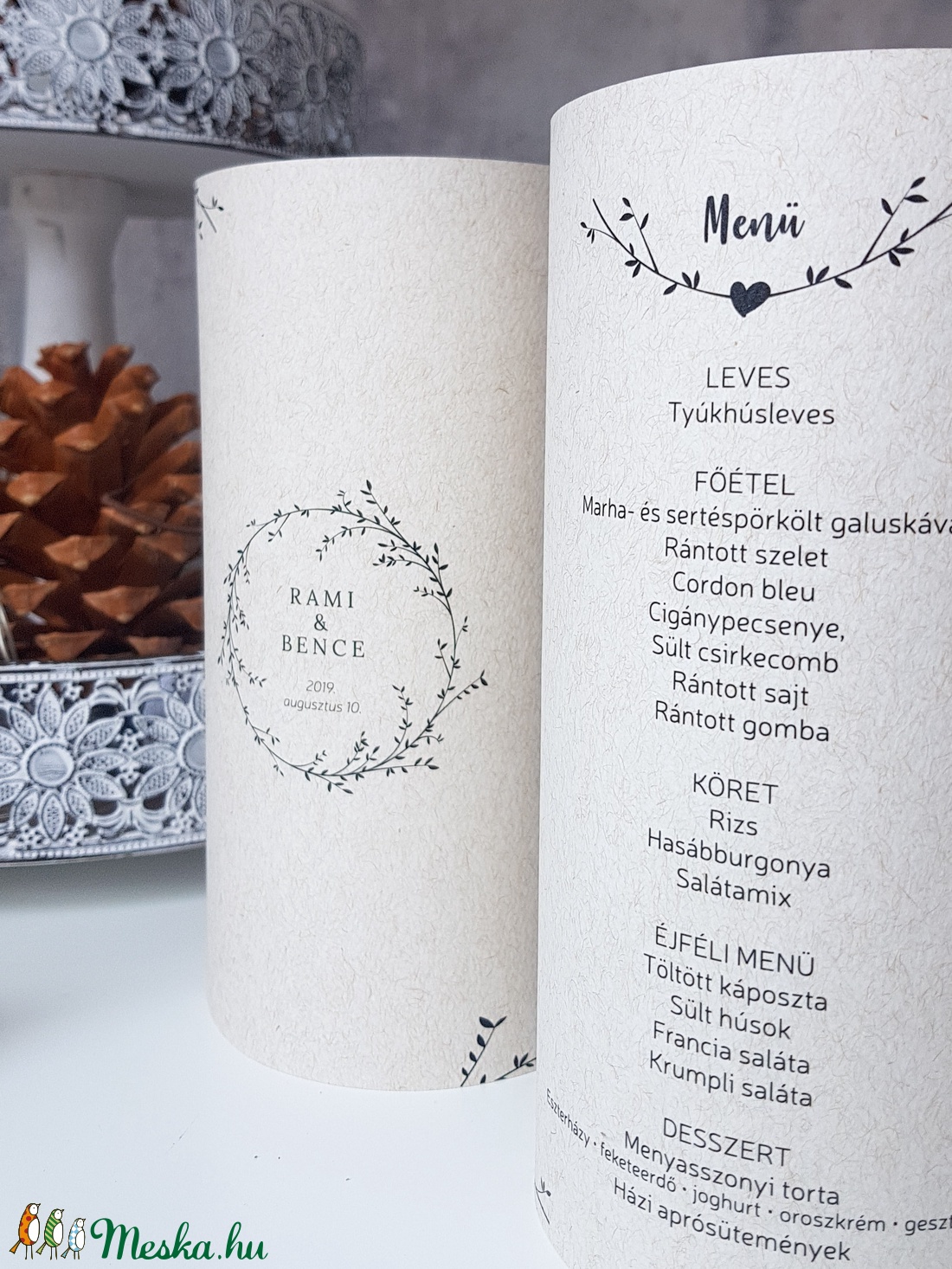 Esküvői menükártya � henger -  - Meska.hu