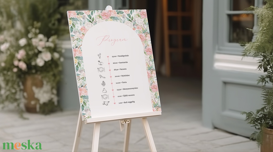 Esküvői program tábla - esküvő - meghívó & kártya - ültetési rend - Meska.hu