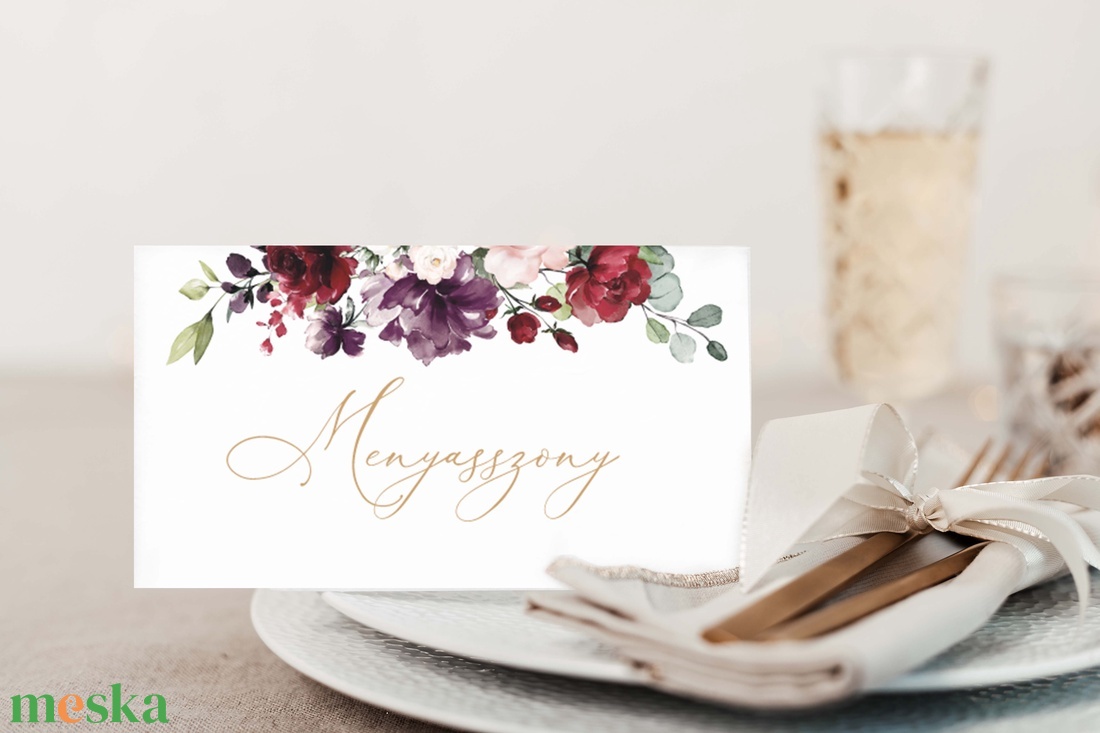 Burgundi esküvői ültetőkártya - esküvő - meghívó & kártya - ültetési rend - Meska.hu