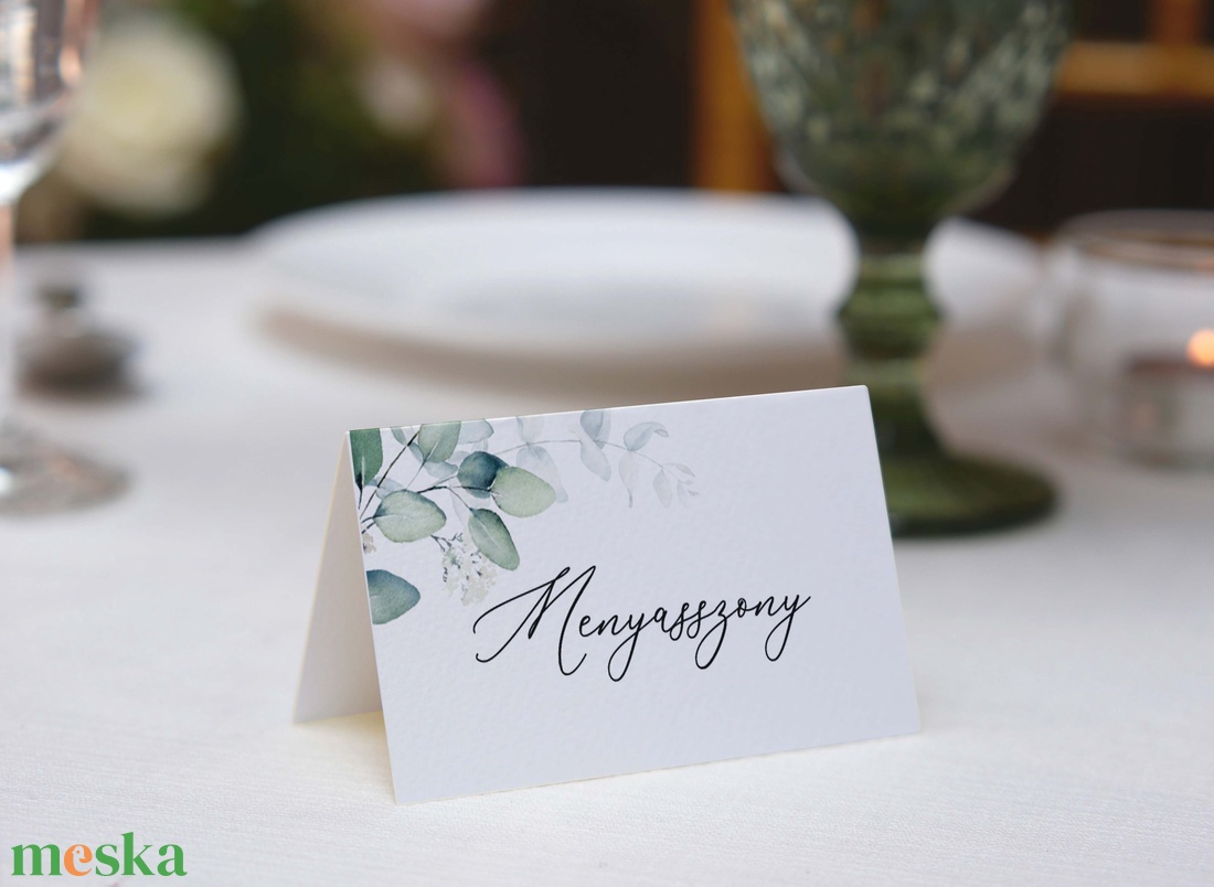 Greenery eukaliptusz ültetőkártya - esküvő - meghívó & kártya - ültetési rend - Meska.hu