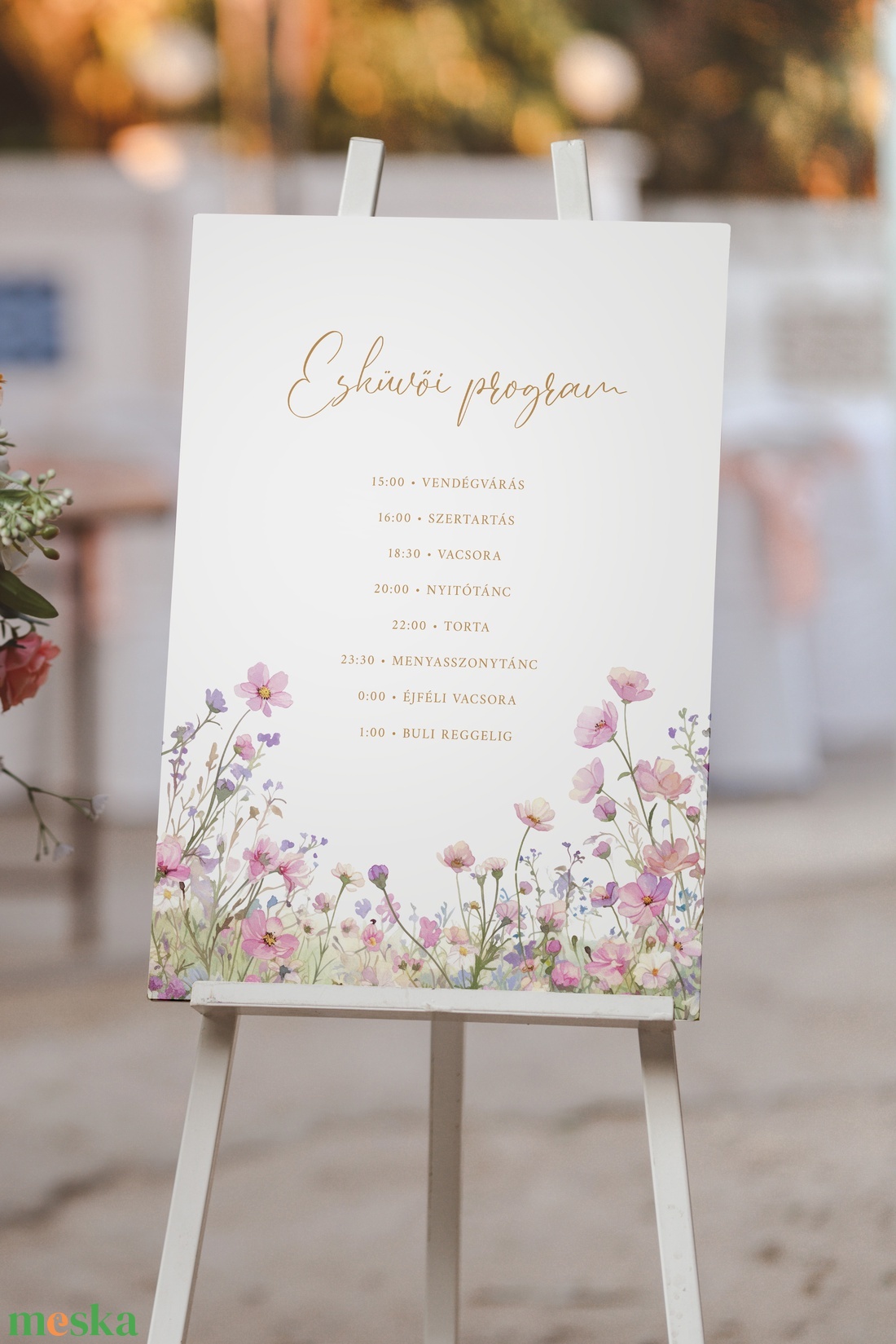 Blooms of Love esküvői program tábla - esküvő - meghívó & kártya - ültetési rend - Meska.hu