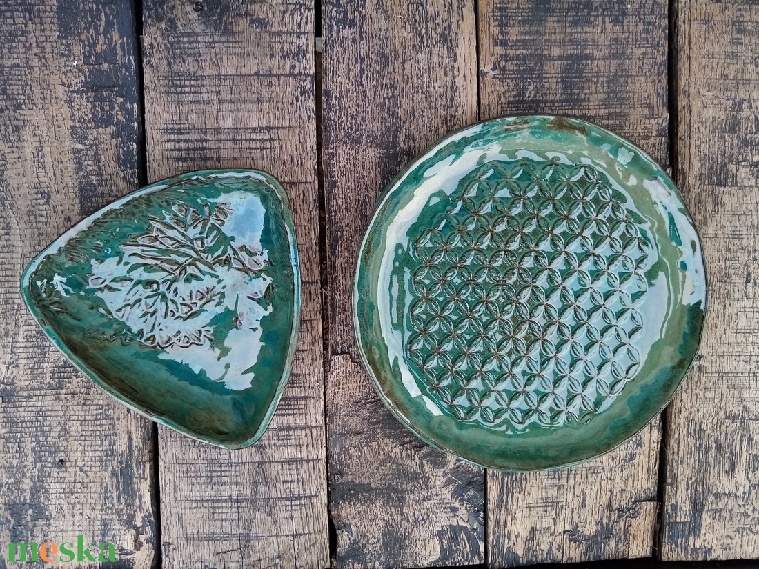 Türkiz zöld kínáló szett - otthon & életmód - konyhafelszerelés, tálalás - tálalás - kínálótál - Meska.hu