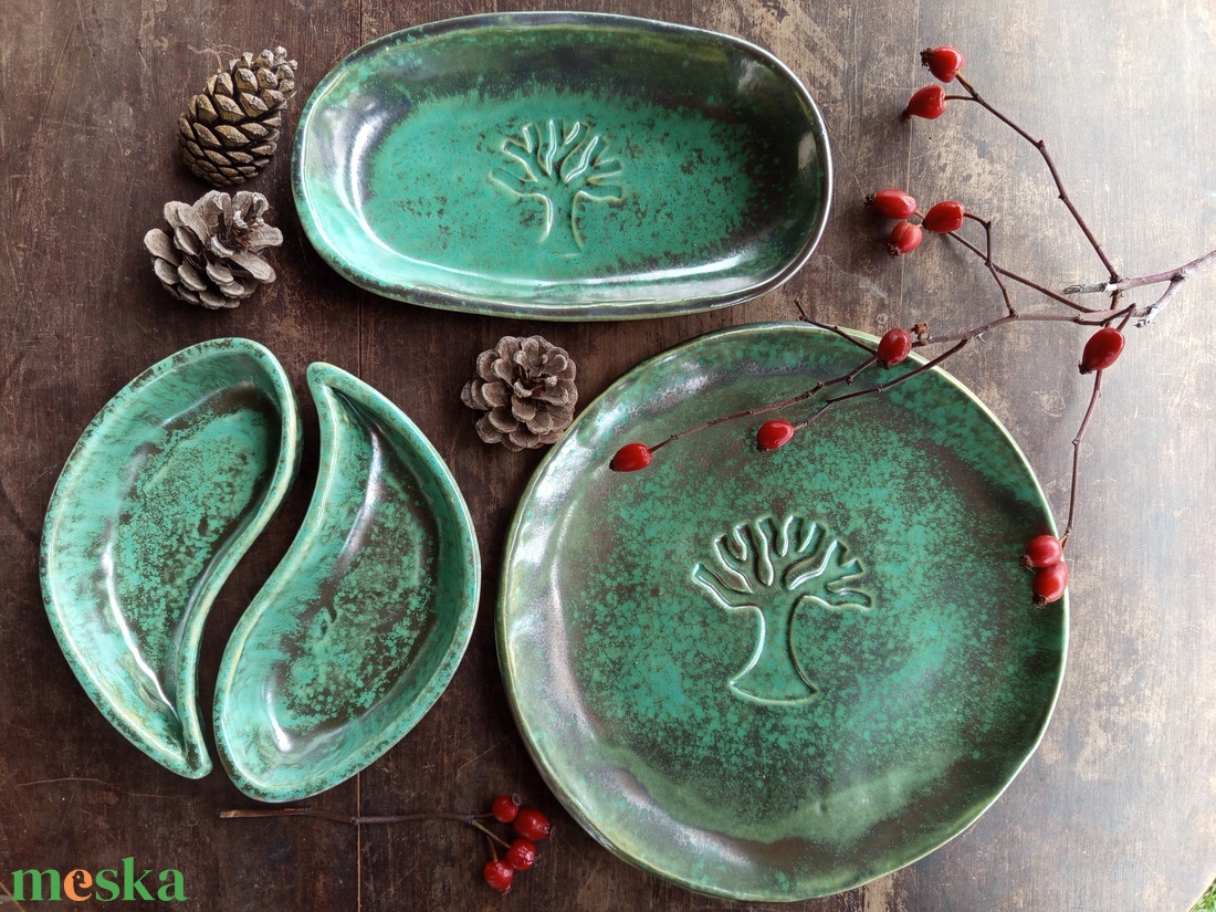 Kínáló szett életfa motívummal (2 db) - otthon & életmód - konyhafelszerelés, tálalás - tálalás - kínálótál - Meska.hu