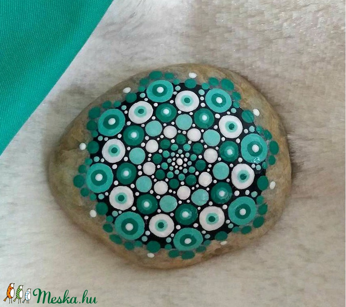 Türkiz mandala kő - otthon & életmód - dekoráció - Meska.hu Türkiz mandala kő - otthon & életmód - dekoráció - Meska.hu
