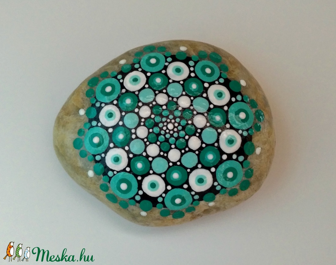 Türkiz mandala kő - otthon & életmód - dekoráció - Meska.hu Türkiz mandala kő - otthon & életmód - dekoráció - Meska.hu