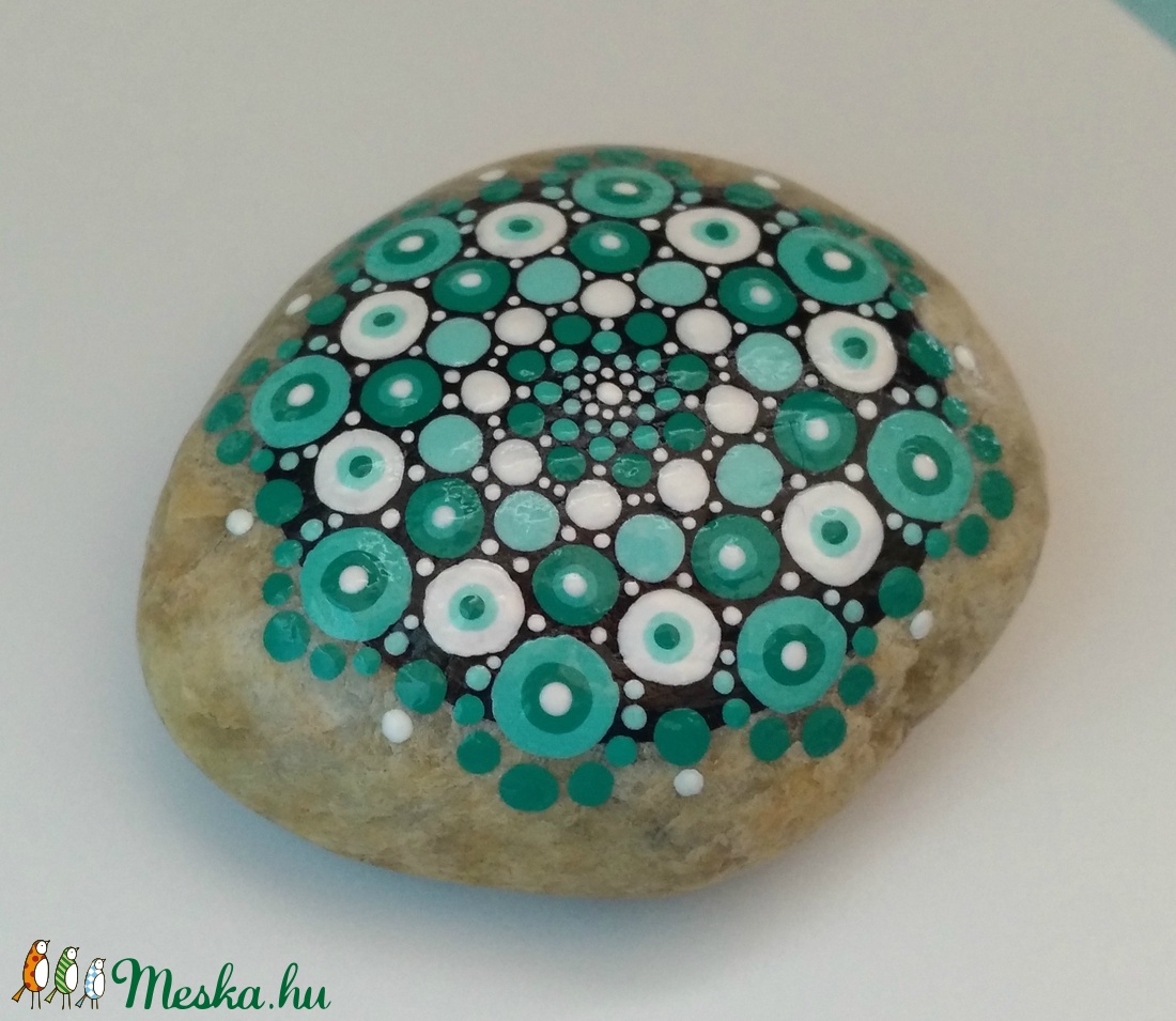 Türkiz mandala kő - otthon & életmód - dekoráció - Meska.hu Türkiz mandala kő - otthon & életmód - dekoráció - Meska.hu