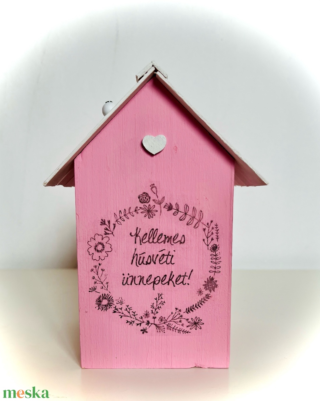 Rózsaszín házikó 15cm - otthon & lakás - dekoráció - asztal és polc dekoráció - asztaldísz - Meska.hu