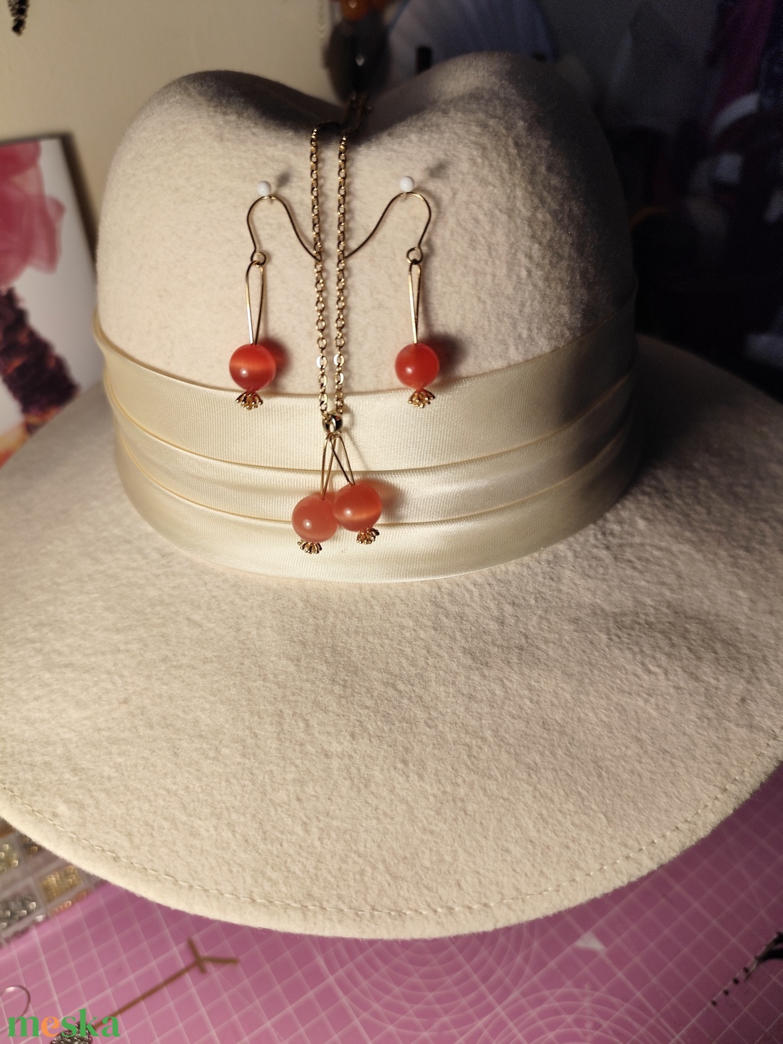 Ribizli fülbevaló és nyaklnc szett - ékszer - ékszerszett - Meska.hu