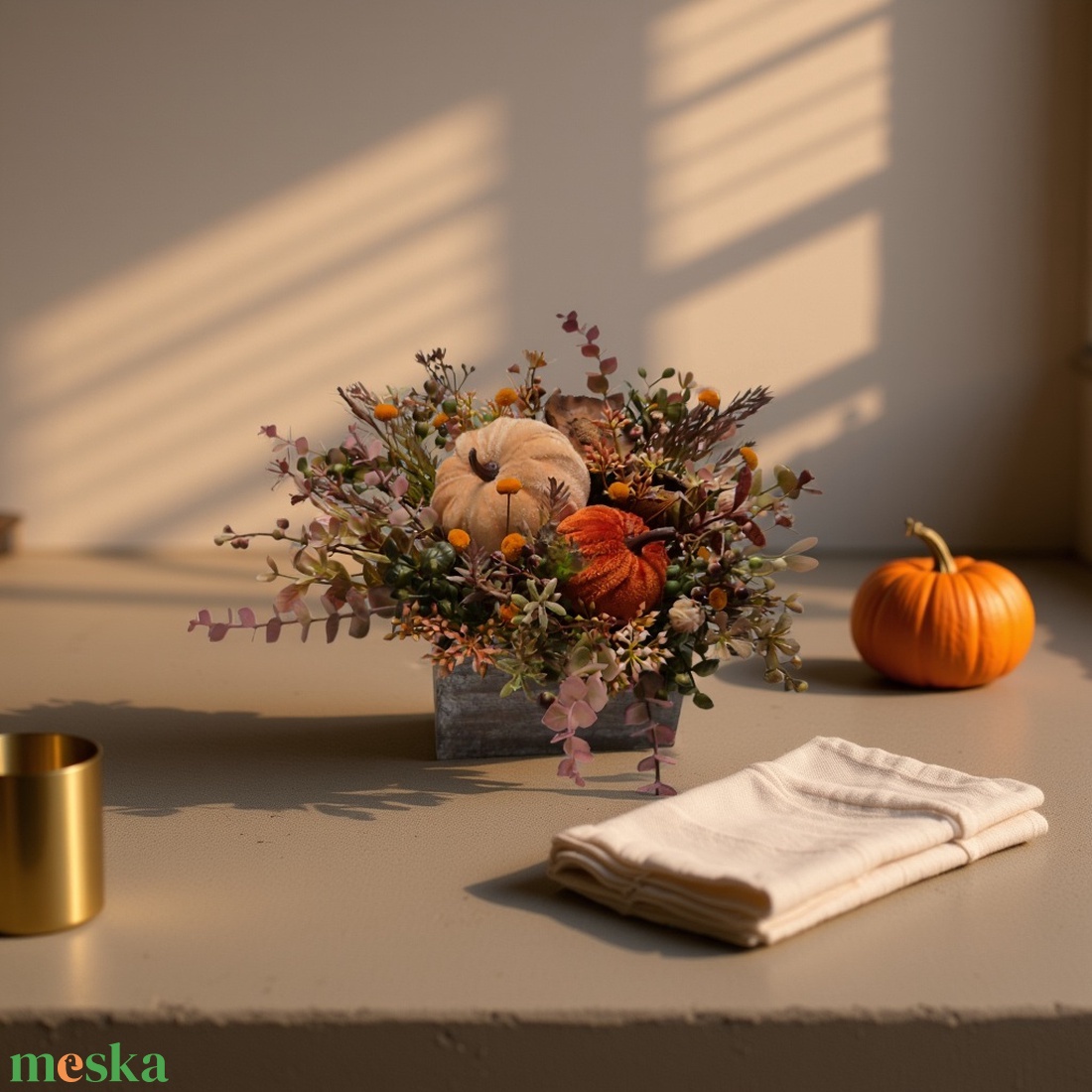 Őszi tökös asztaldísz - otthon & életmód - dekoráció - asztal és polc dekoráció - asztaldísz - Meska.hu