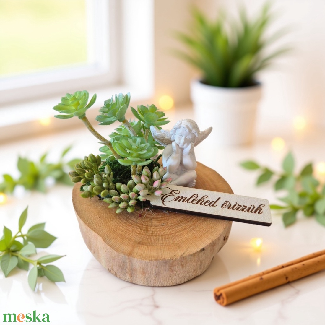 Kegyeleti dísz angyalkával  Emléked őrizzük - otthon & életmód - vallás - temetkezési tárgy - sírdísz, kegyeleti dísz - Meska.hu