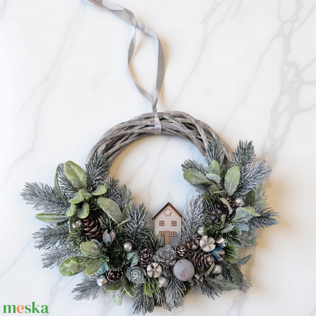 Havas karácsonyi ajtódísz - karácsony - karácsonyi lakásdekoráció - karácsonyi ajtódíszek - Meska.hu