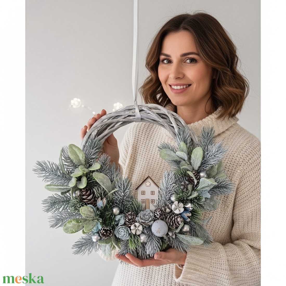 Havas karácsonyi ajtódísz - karácsony - karácsonyi lakásdekoráció - karácsonyi ajtódíszek - Meska.hu