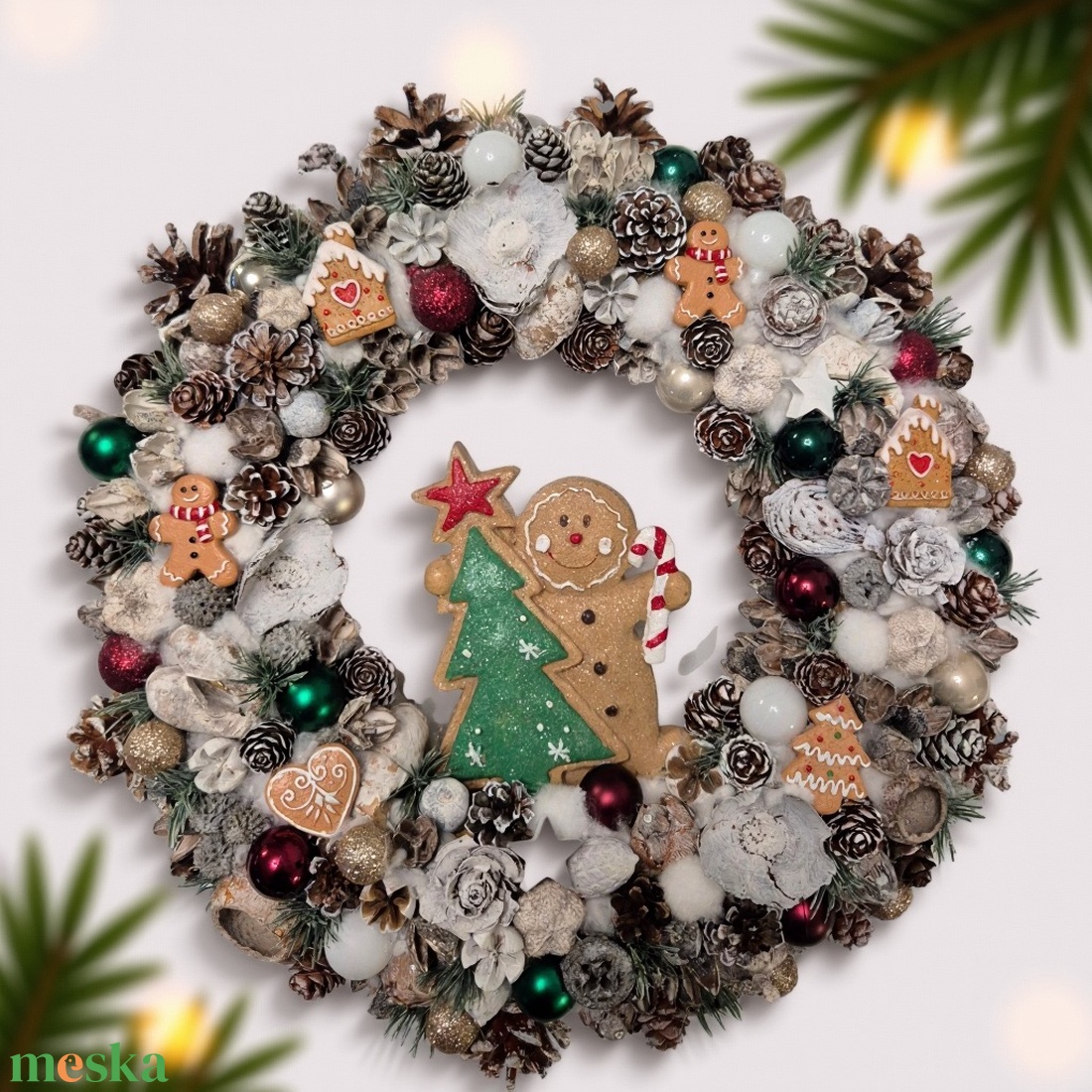 Mézeskalács-mesevilág kézműves karácsonyi ajtódísz - karácsony - adventi díszek - adventi ajtódísz - Meska.hu