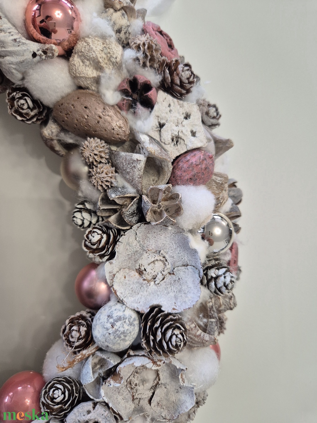 Rózsaarany Téli Tündér ajtódísz - karácsony - karácsonyi lakásdekoráció - karácsonyi ajtódíszek - Meska.hu