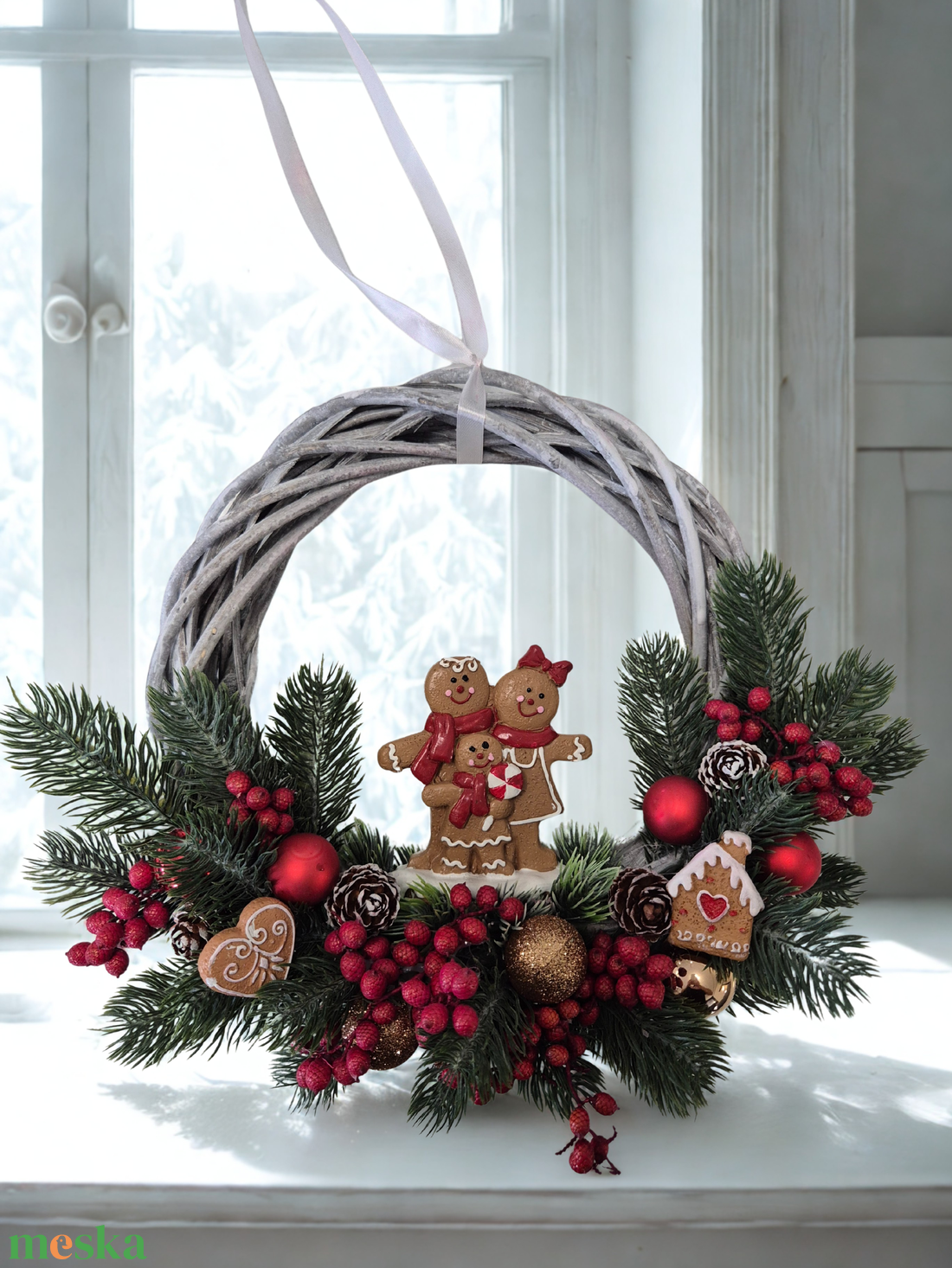 Mézeskalács család  KENDEKOR kézműves karácsonyi ajtódísz - karácsony - karácsonyi lakásdekoráció - karácsonyi ajtódíszek - Meska.hu