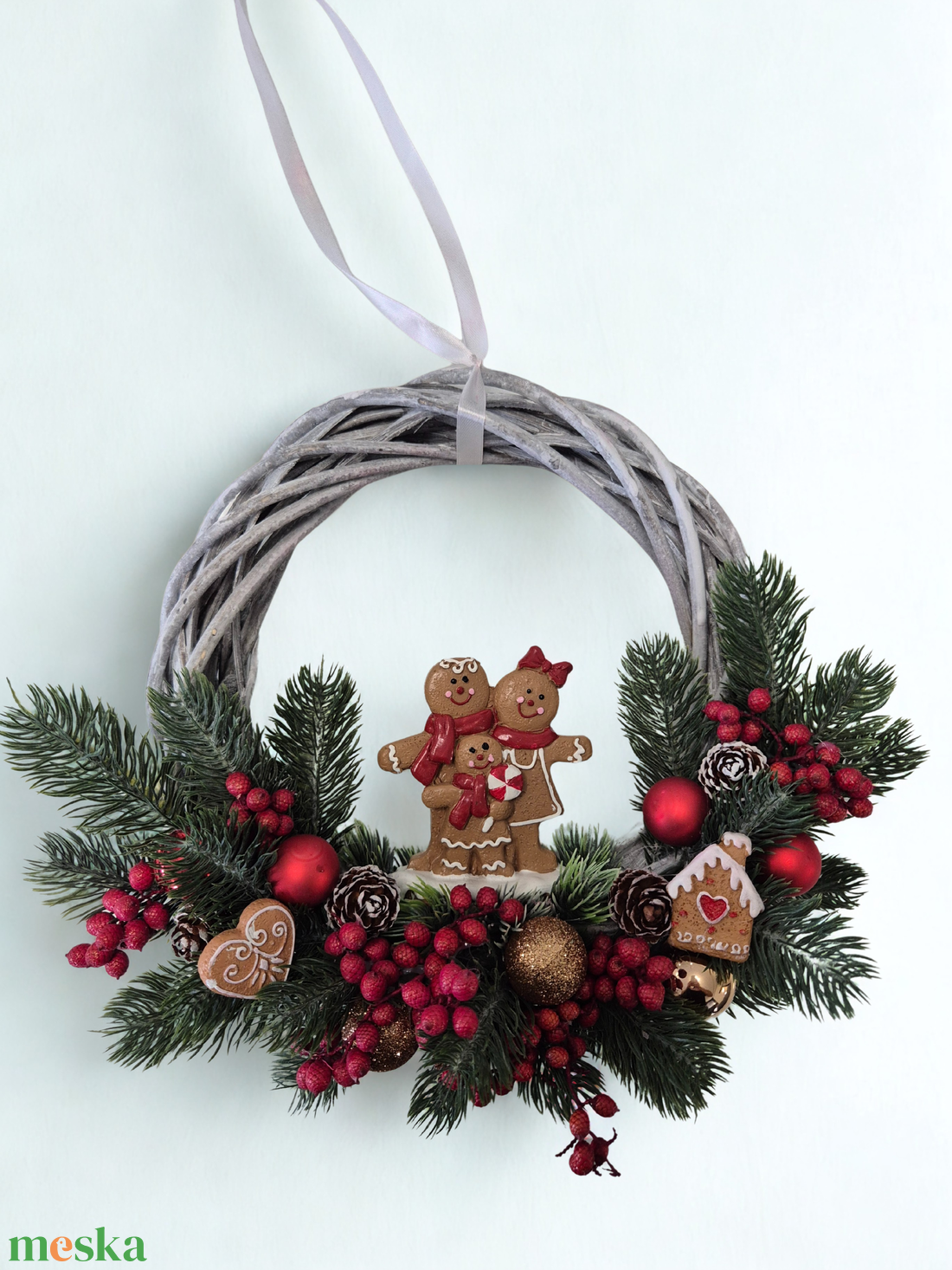 Mézeskalács család  KENDEKOR kézműves karácsonyi ajtódísz - karácsony - karácsonyi lakásdekoráció - karácsonyi ajtódíszek - Meska.hu