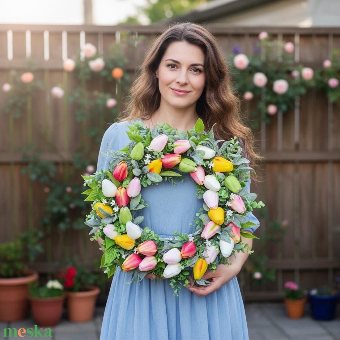 Tulipános kézműves ajtódísz  - otthon & életmód - dekoráció - ajtó- és ablak dekoráció - ajtódísz & kopogtató - Meska.hu