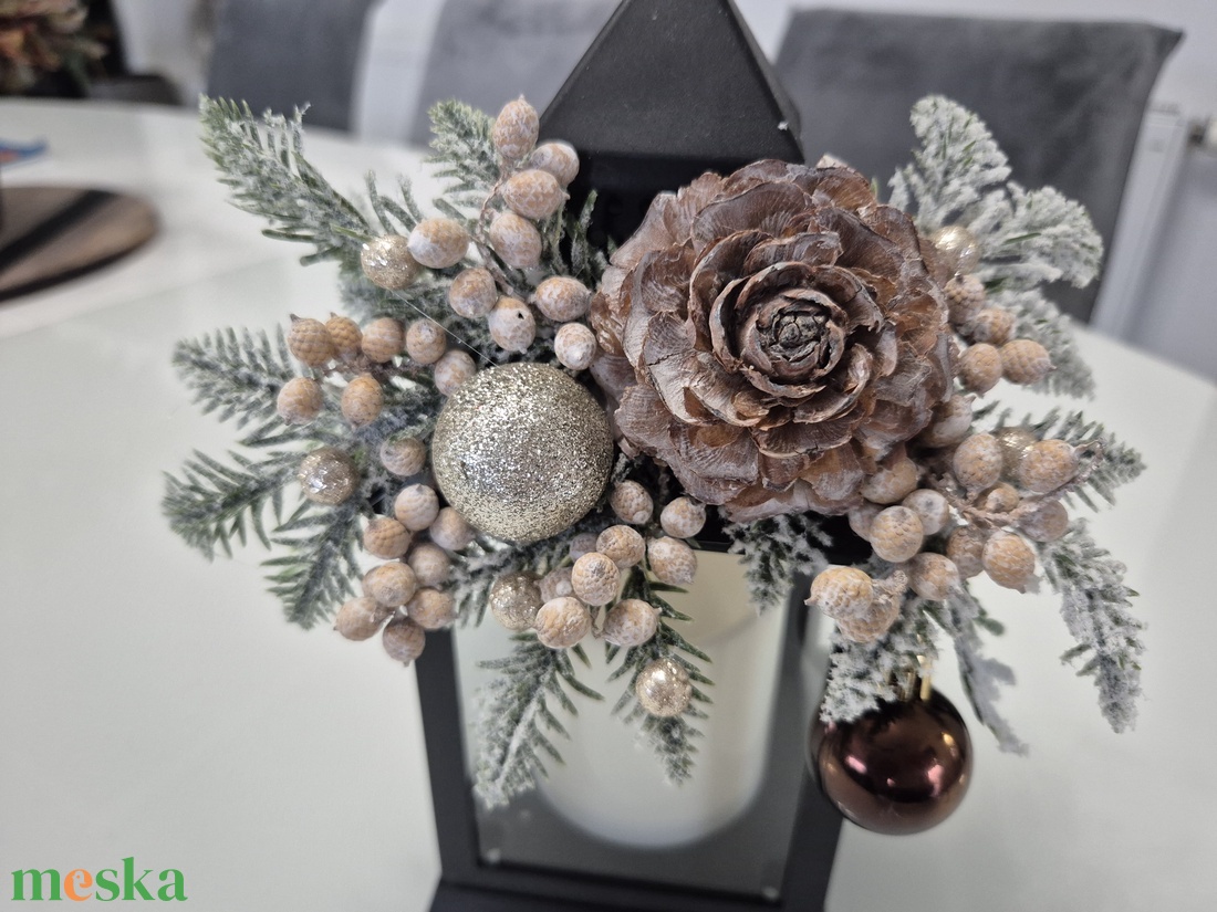 Elegáns téli LED lámpás dekoráció - karácsony - karácsonyi lakásdekoráció - karácsonyi lakásdíszek - Meska.hu