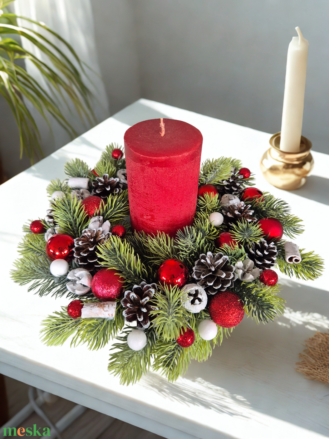 A karácsony varázsa - Klasszikus piros-arany karácsonyi dísz - karácsony - adventi díszek - adventi asztaldísz - Meska.hu