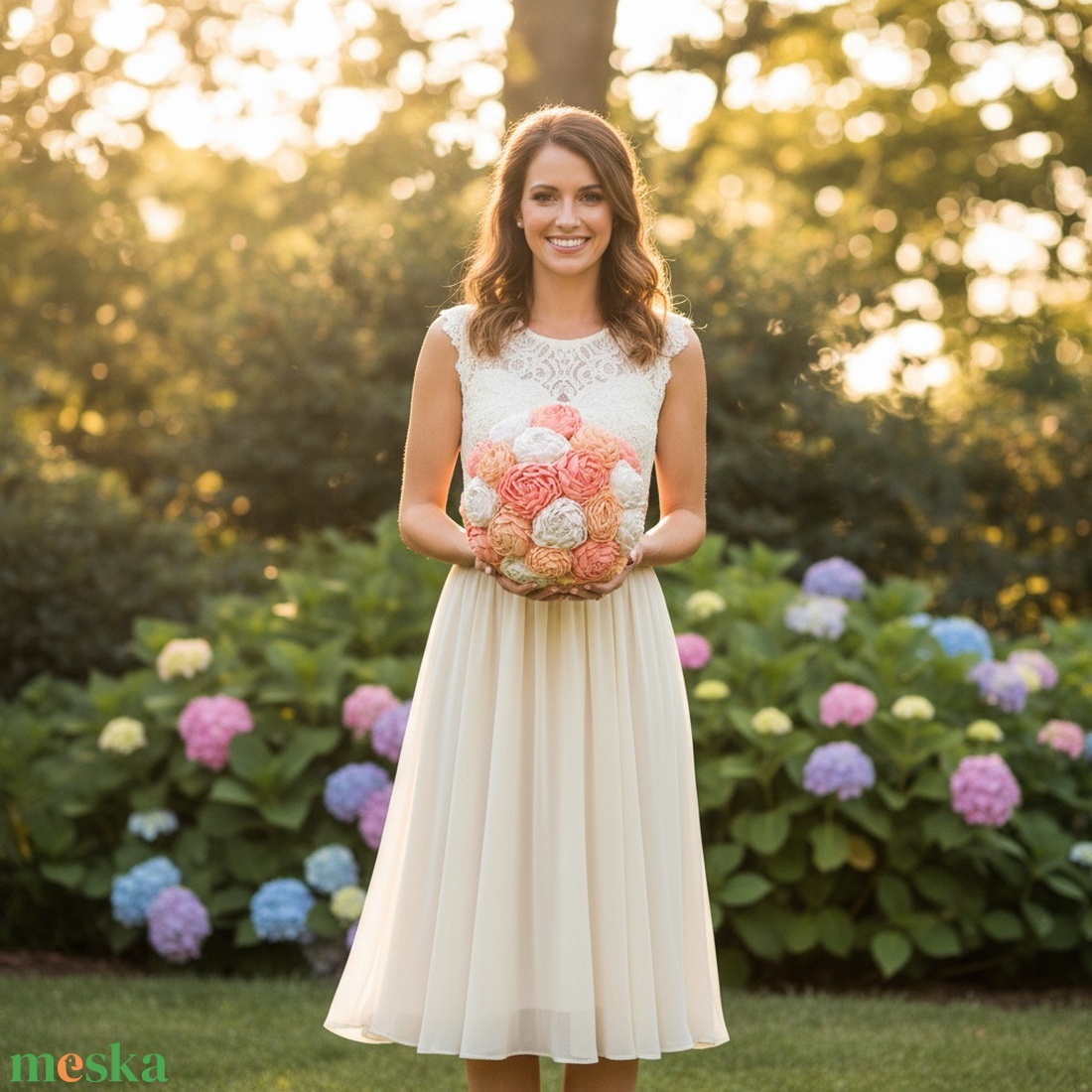 Esküvői krepp viráglabda  dobócsokor helyettesítő, függődísz (17 cm) - esküvő - menyasszonyi- és dobócsokor - Meska.hu