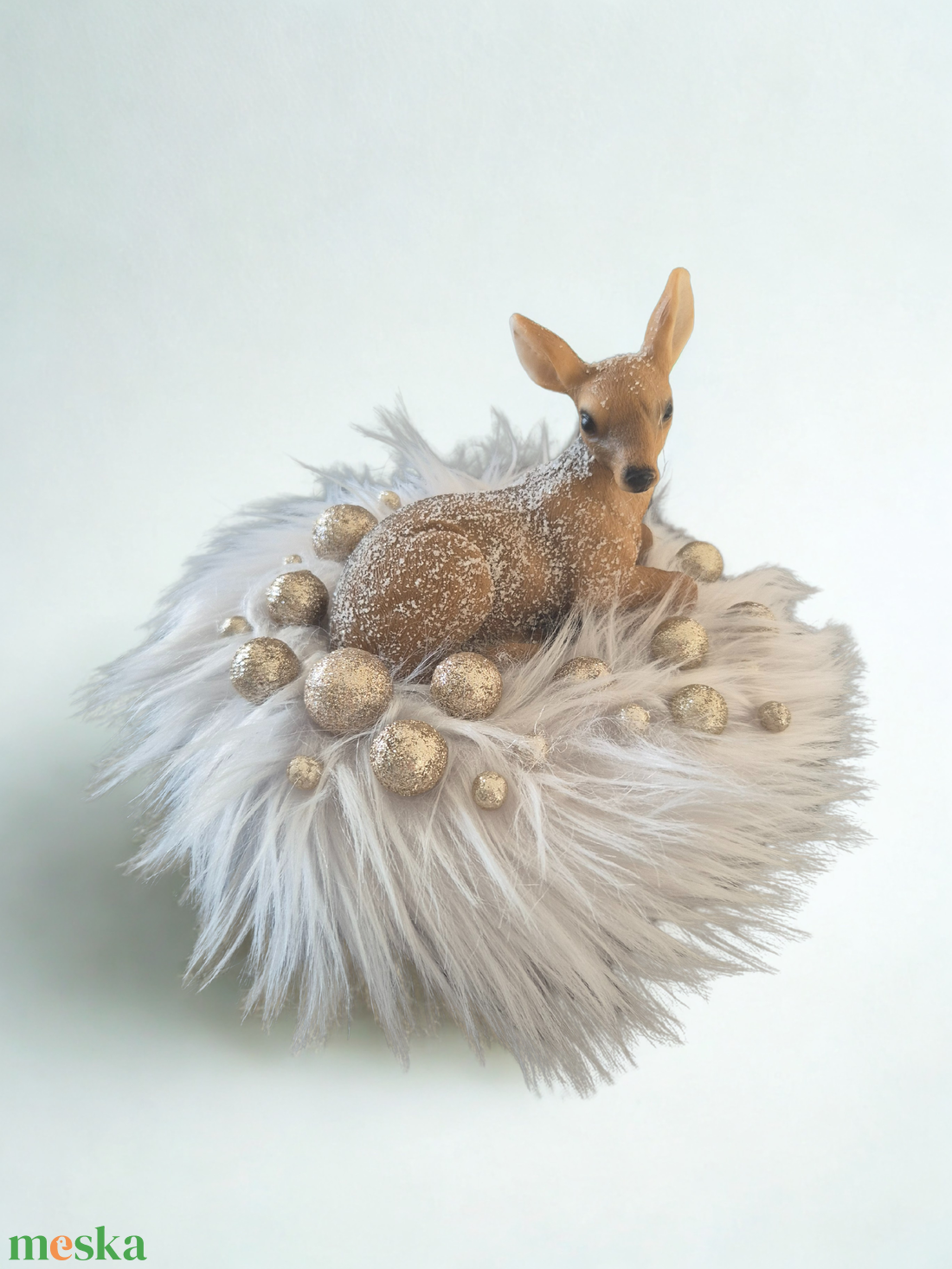 Elegáns őzikés téli asztaldísz arany fényekkel - karácsony - adventi díszek - adventi asztaldísz - Meska.hu