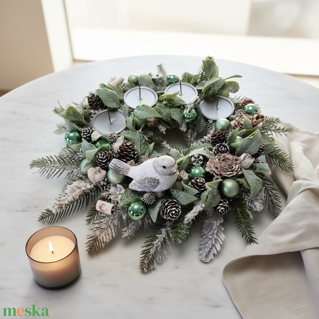 Kismadaras téli asztaldísz � prémium, részletgazdag KENDEKOR dekoráció - karácsony - adventi díszek - adventi ajtódísz - Meska.hu