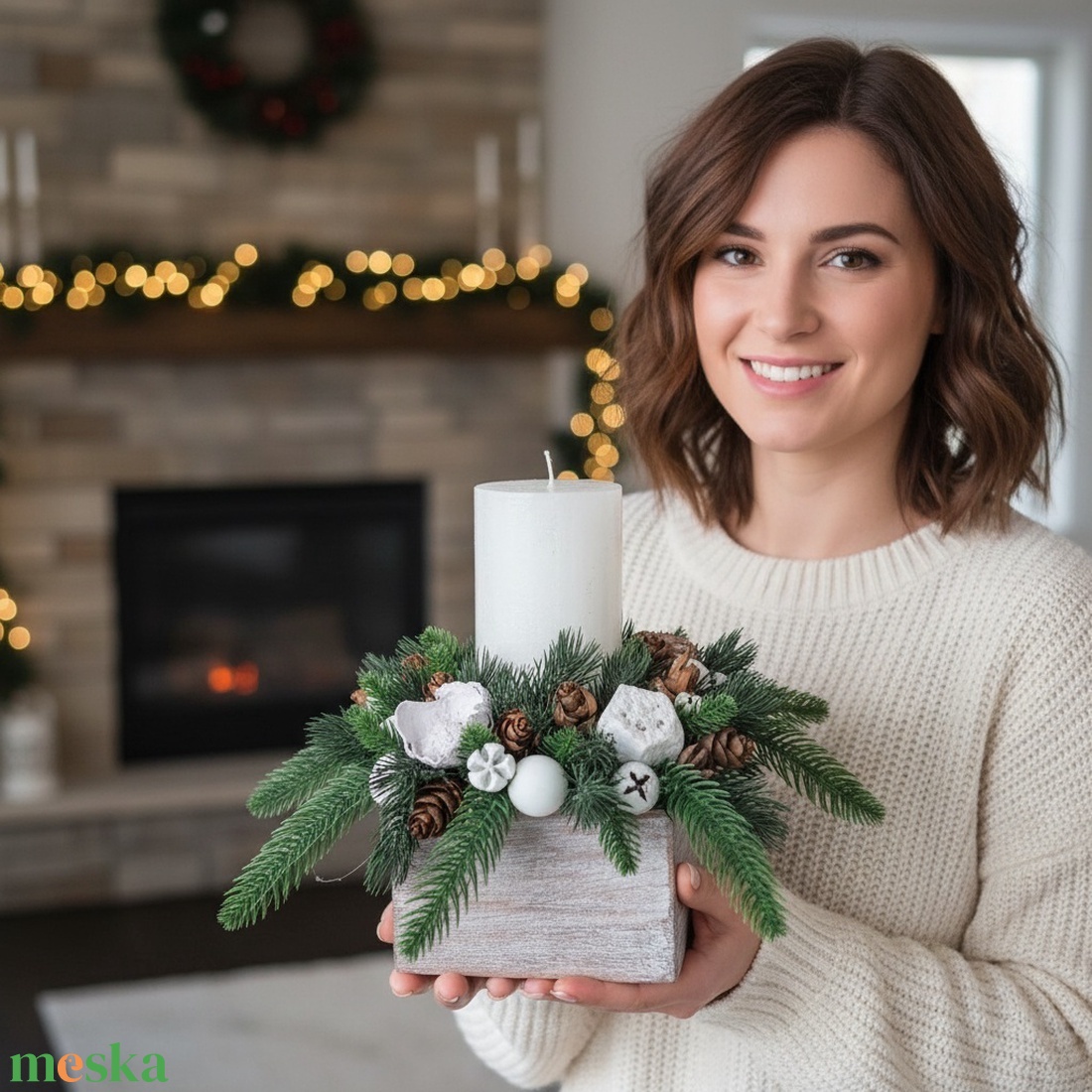 KENDEKOR természetes hatású karácsonyi asztaldísz � Téli elegancia - karácsony - karácsonyi lakásdekoráció - karácsonyi lakásdíszek - Meska.hu