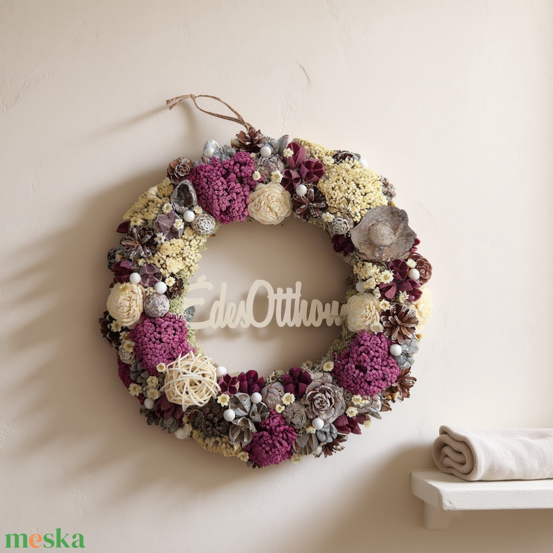 Lila virágos természetes nyári-tavaszi ajtódísz - otthon & életmód - dekoráció - ajtó- és ablak dekoráció - ajtódísz & kopogtató - Meska.hu