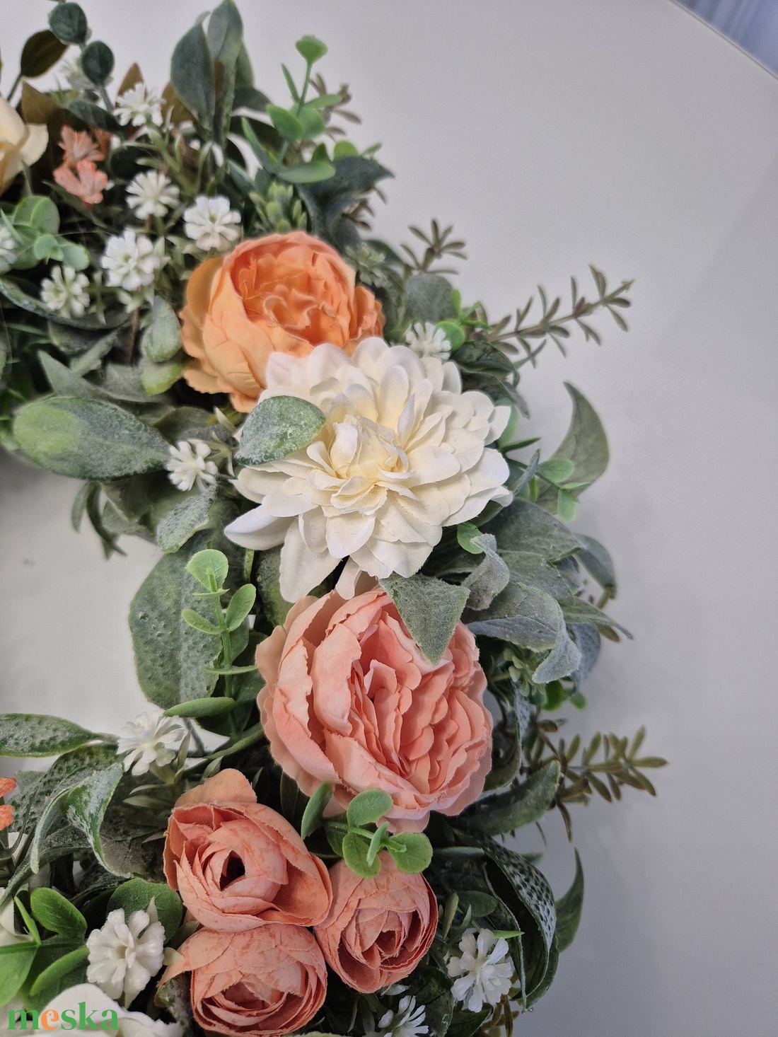 Pasztell sárga virágos koszorú - nagyméretű, természetes hatású  - otthon & életmód - dekoráció - ajtó- és ablak dekoráció - ajtódísz & kopogtató - Meska.hu