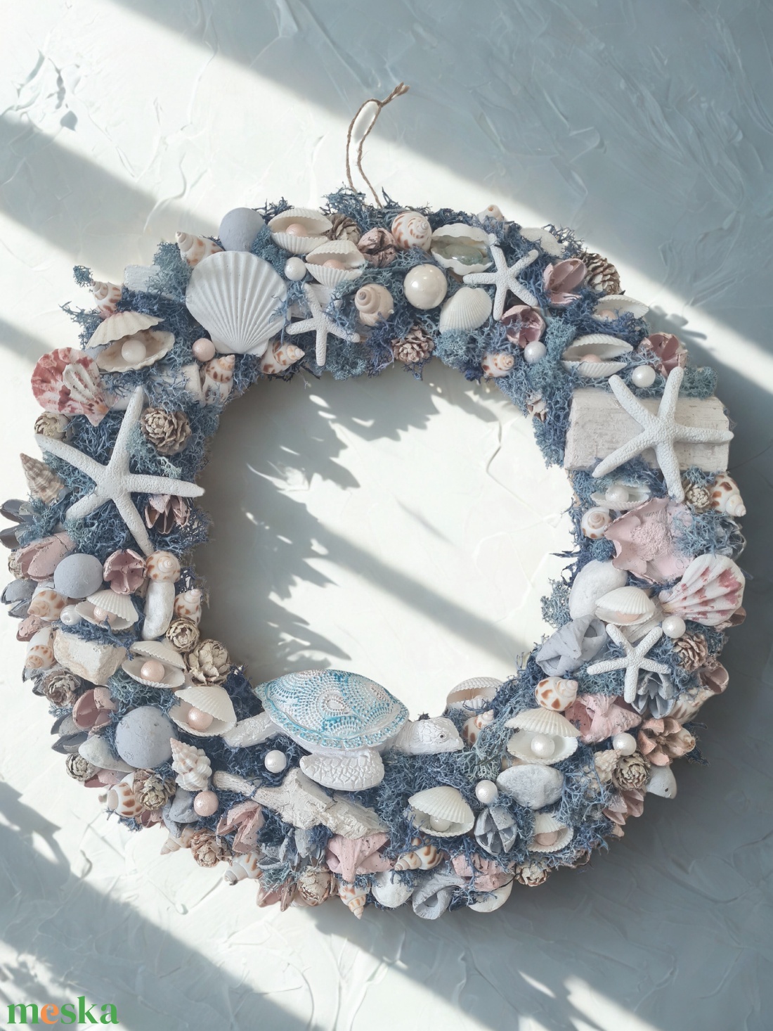 Tengerparti hangulatú ajtókopogtató / koszorú � kagylós, csillagos dísz - otthon & életmód - dekoráció - ajtó- és ablak dekoráció - ajtódísz & kopogtató - Meska.hu