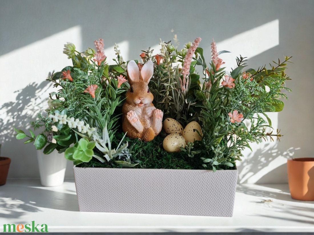 Húsvéti asztaldísz nyuszival � tavaszi kompozíció dobozban - otthon & életmód - dekoráció - asztal és polc dekoráció - asztaldísz - Meska.hu